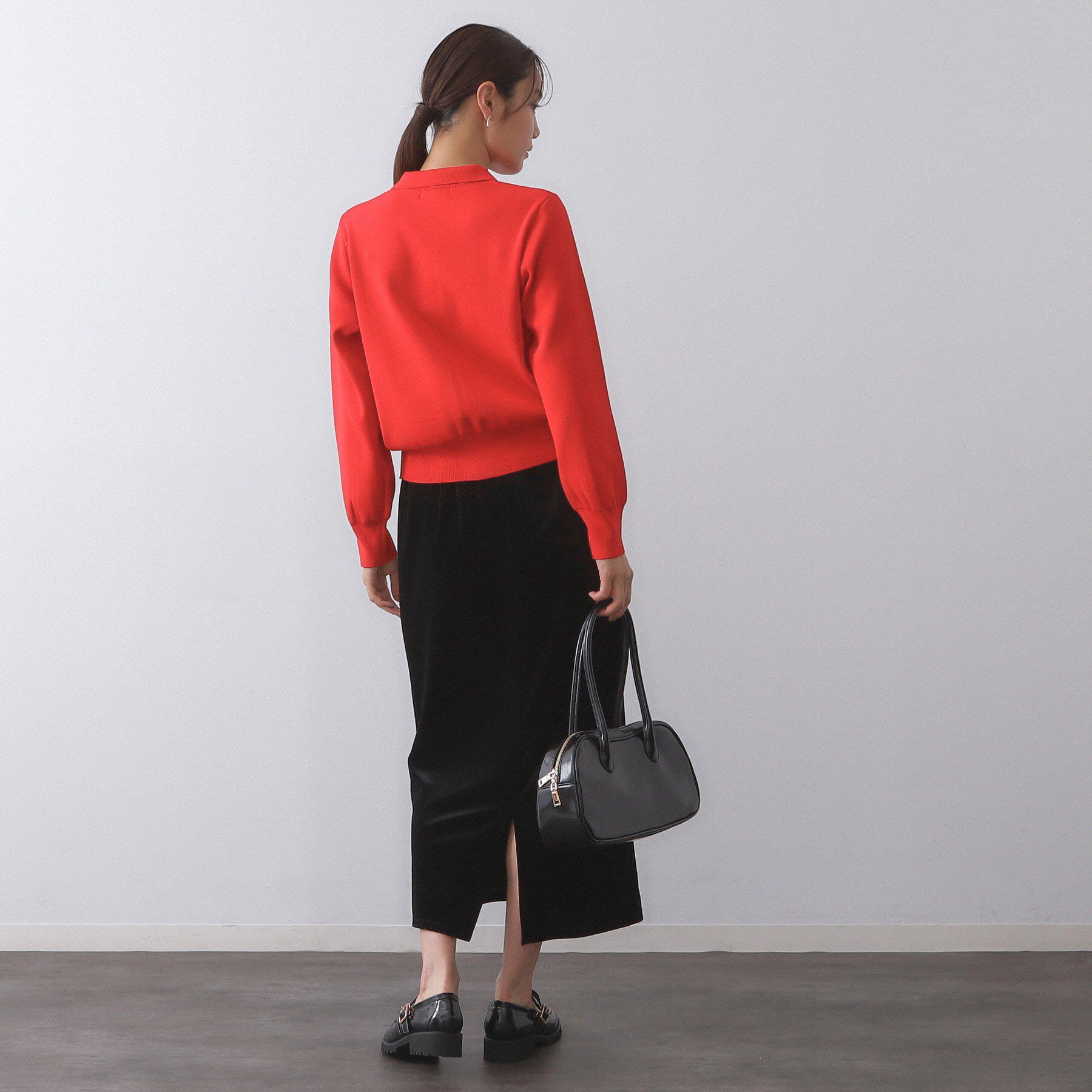 OPAQUE.CLIP「衿付き変形ボタンニットカーディガン【洗濯機OK/抗ピル】」|カーディガン|