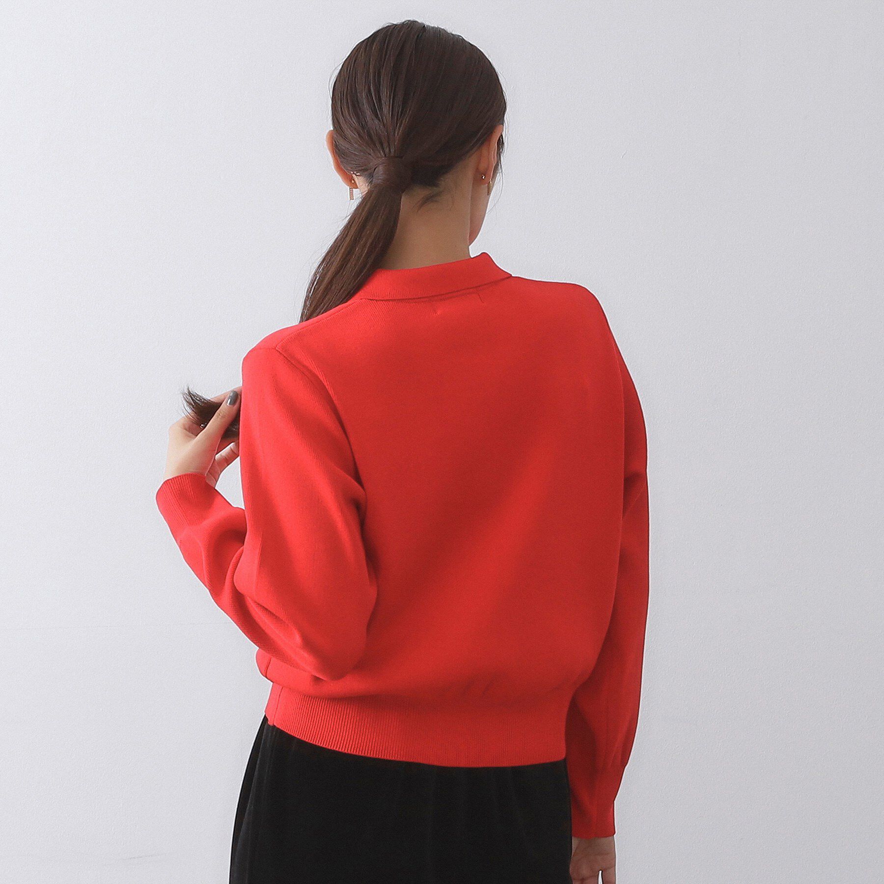 OPAQUE.CLIP「衿付き変形ボタンニットカーディガン【洗濯機OK/抗ピル】」|カーディガン|