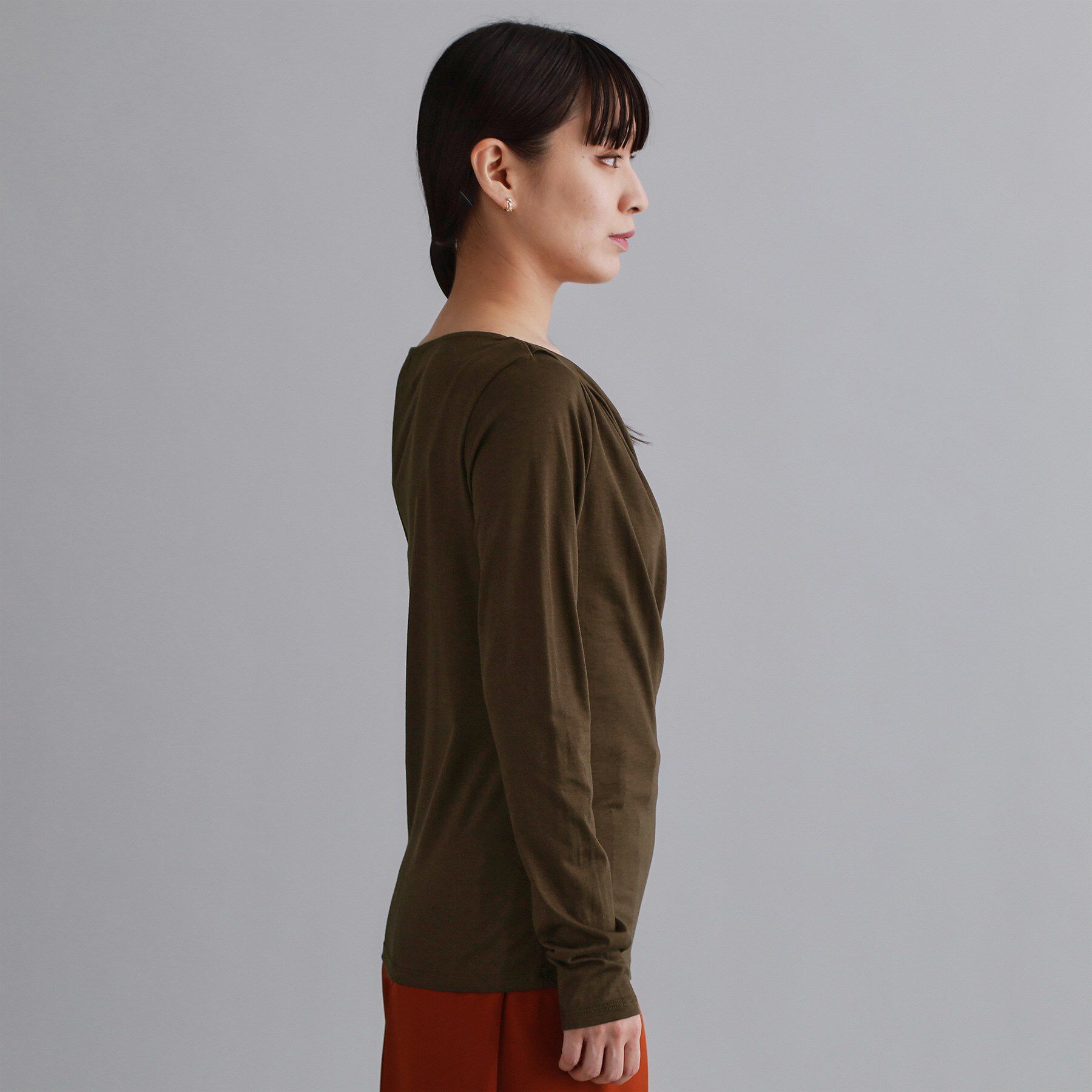 OPAQUE.CLIP「【es】アシメドレープカットソー【洗濯機OK】」|Tシャツ・カットソー|