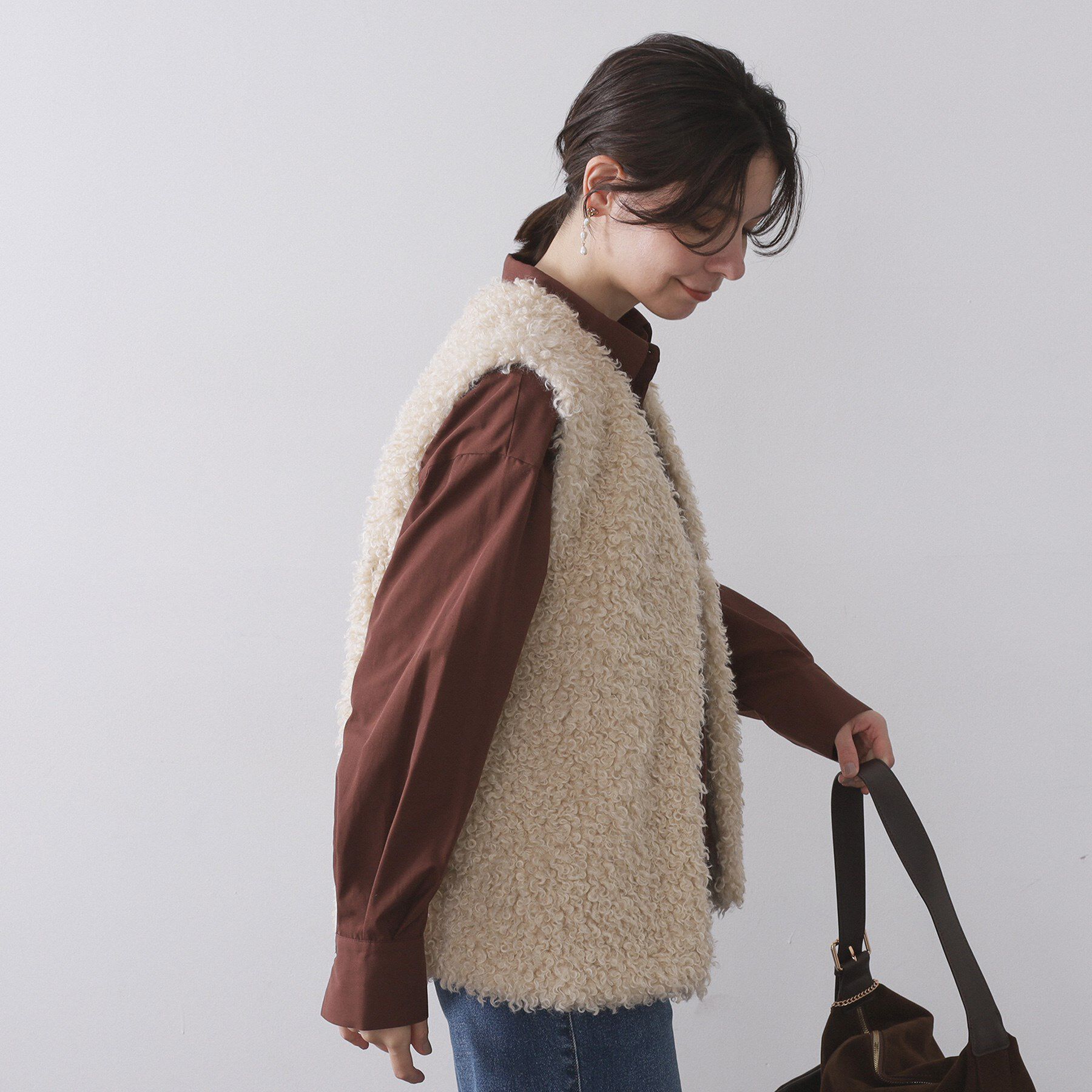 OPAQUE.CLIP「カーリーフェイクファーベスト【洗濯機OK】」|ベスト・ジレ|