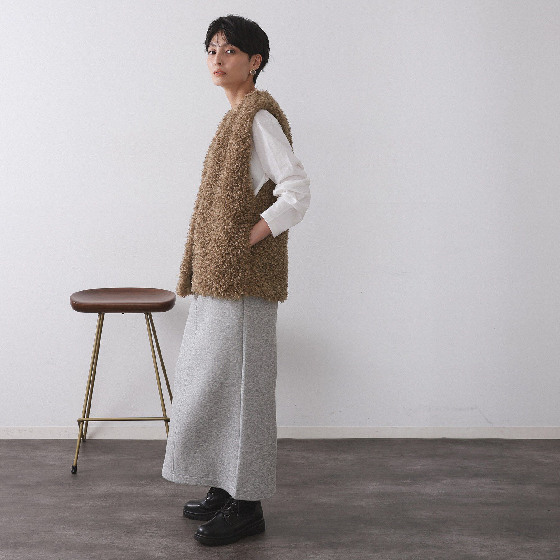OPAQUE.CLIP「カーリーフェイクファーベスト【洗濯機OK】」|ベスト・ジレ|