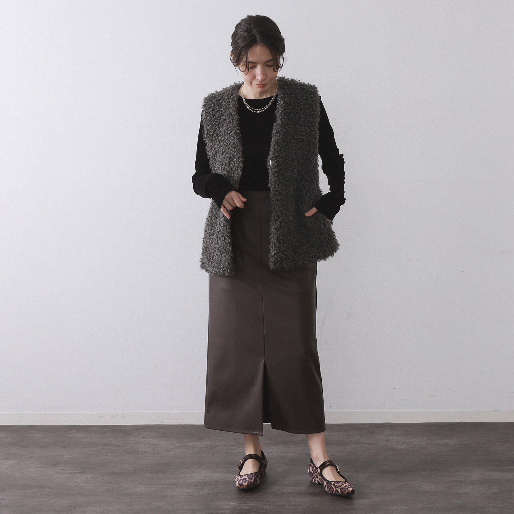 OPAQUE.CLIP「カーリーフェイクファーベスト【洗濯機OK】」|ベスト・ジレ|