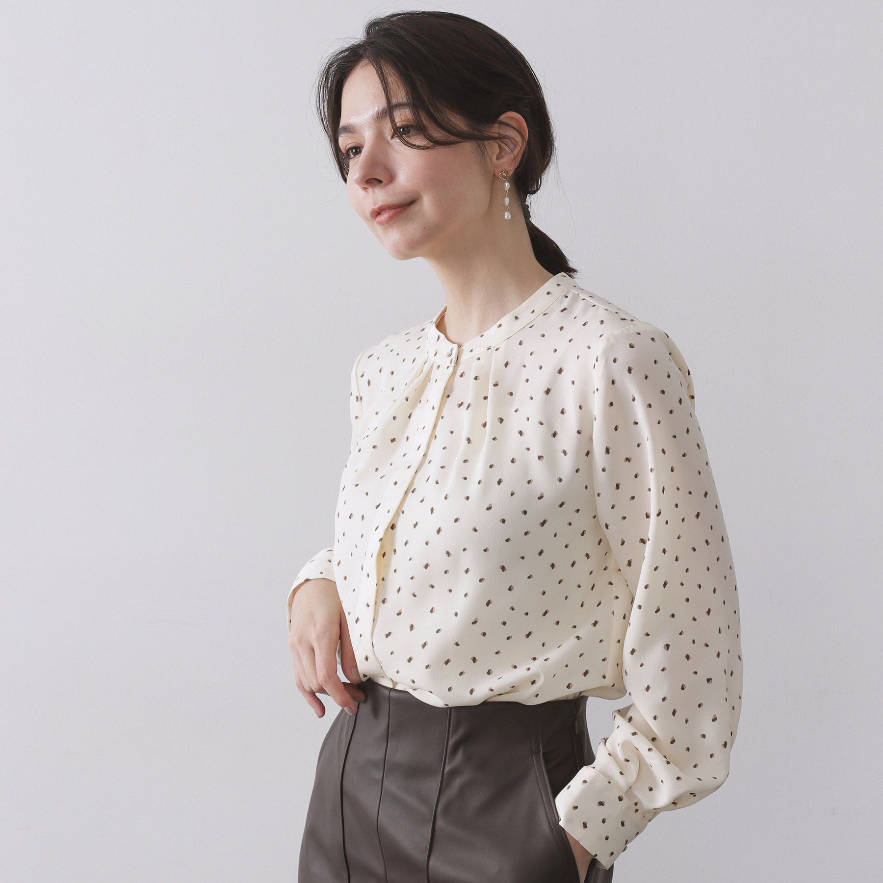 OPAQUE.CLIP「プリント柄タックデザインブラウス【洗濯機OK】」|シャツ・ブラウス|