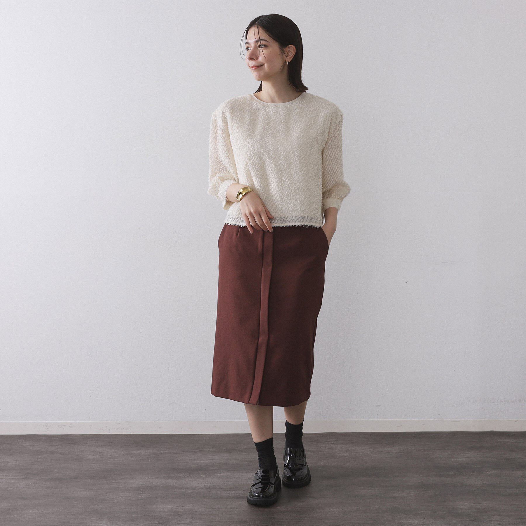 OPAQUE.CLIP「前後2WAY　シアーフリンジジャカードブラウス【洗濯機OK】」|シャツ・ブラウス|