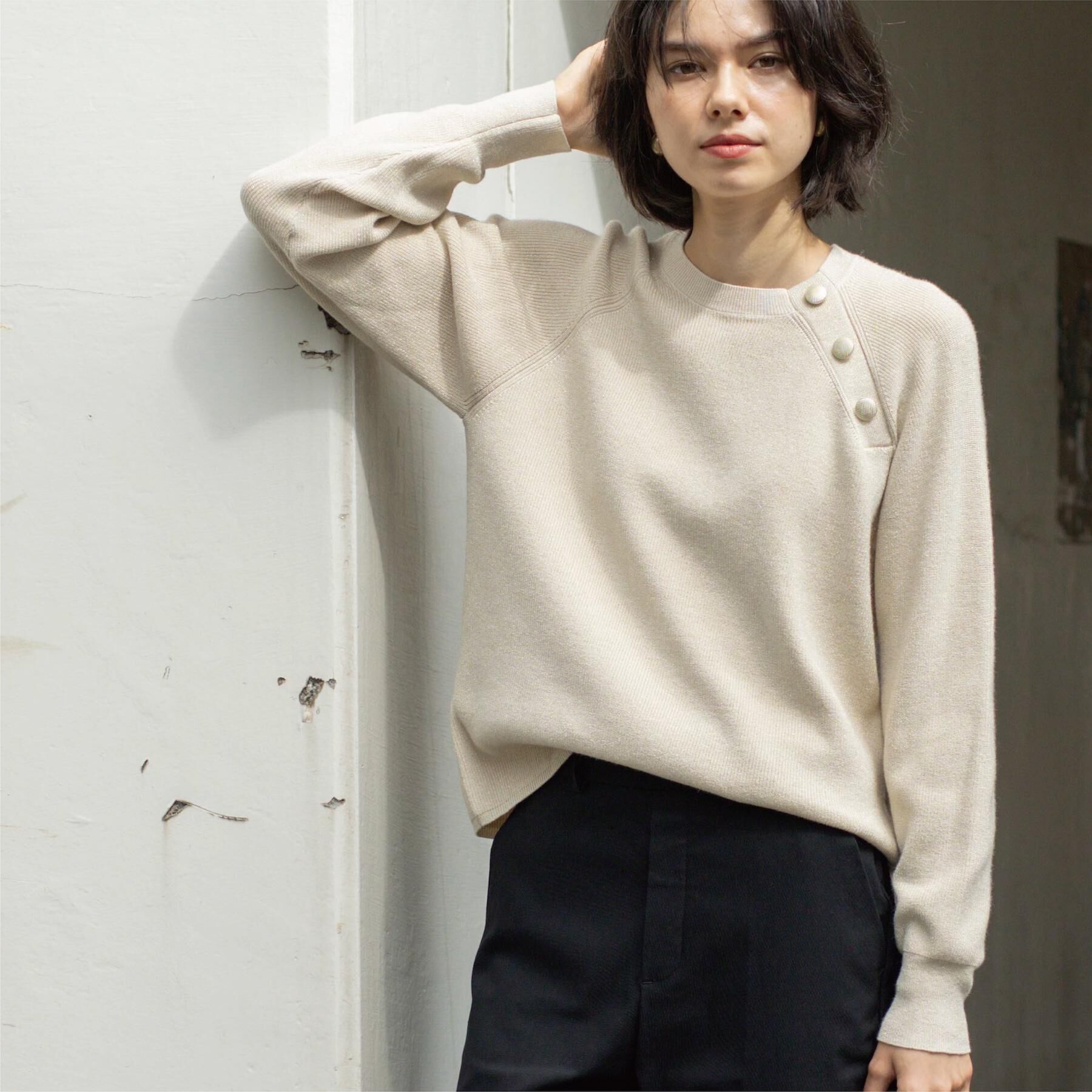 OPAQUE.CLIP「ボタンデザインラメニット【洗濯機OK】」|ニット・セーター|