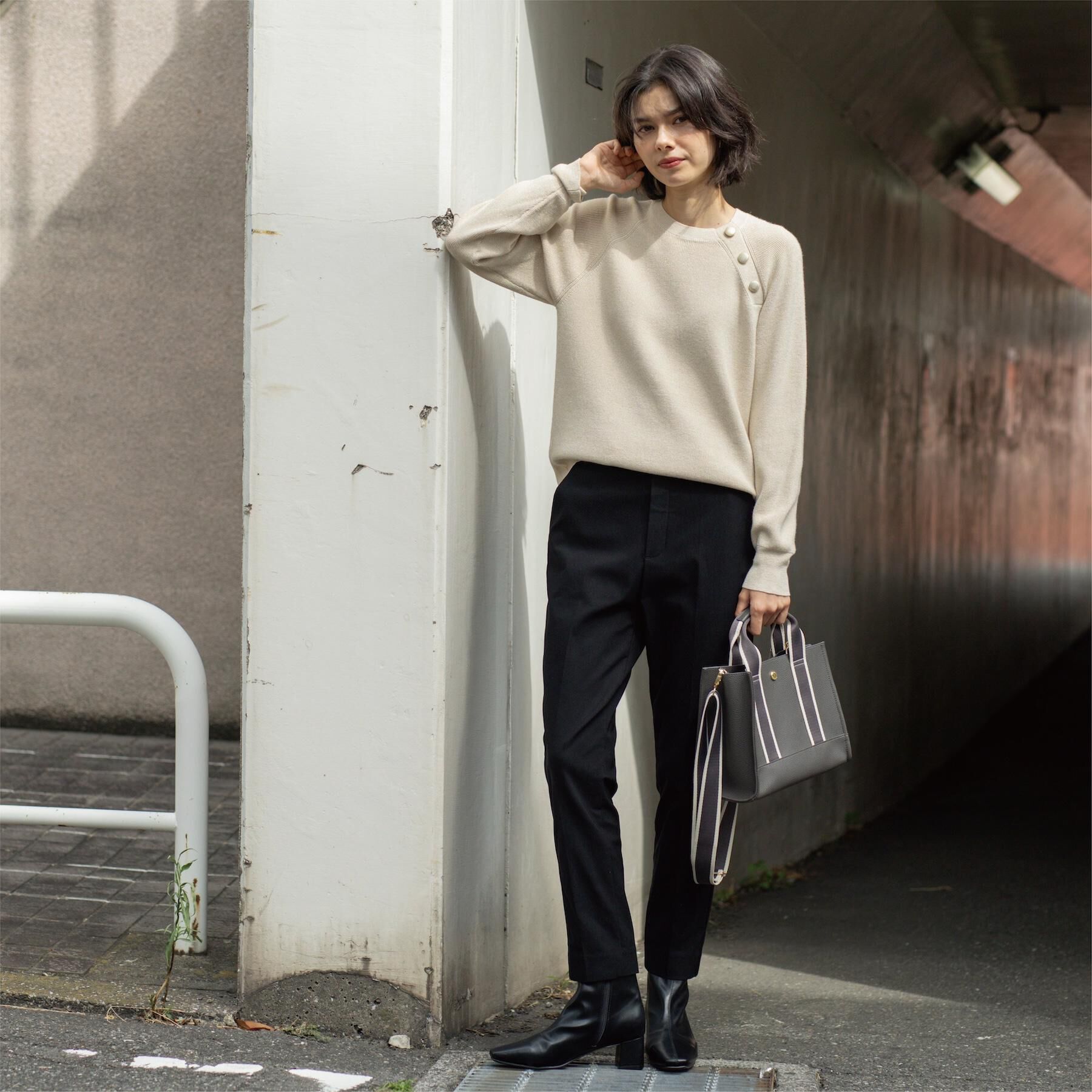 OPAQUE.CLIP「ボタンデザインラメニット【洗濯機OK】」|ニット・セーター|