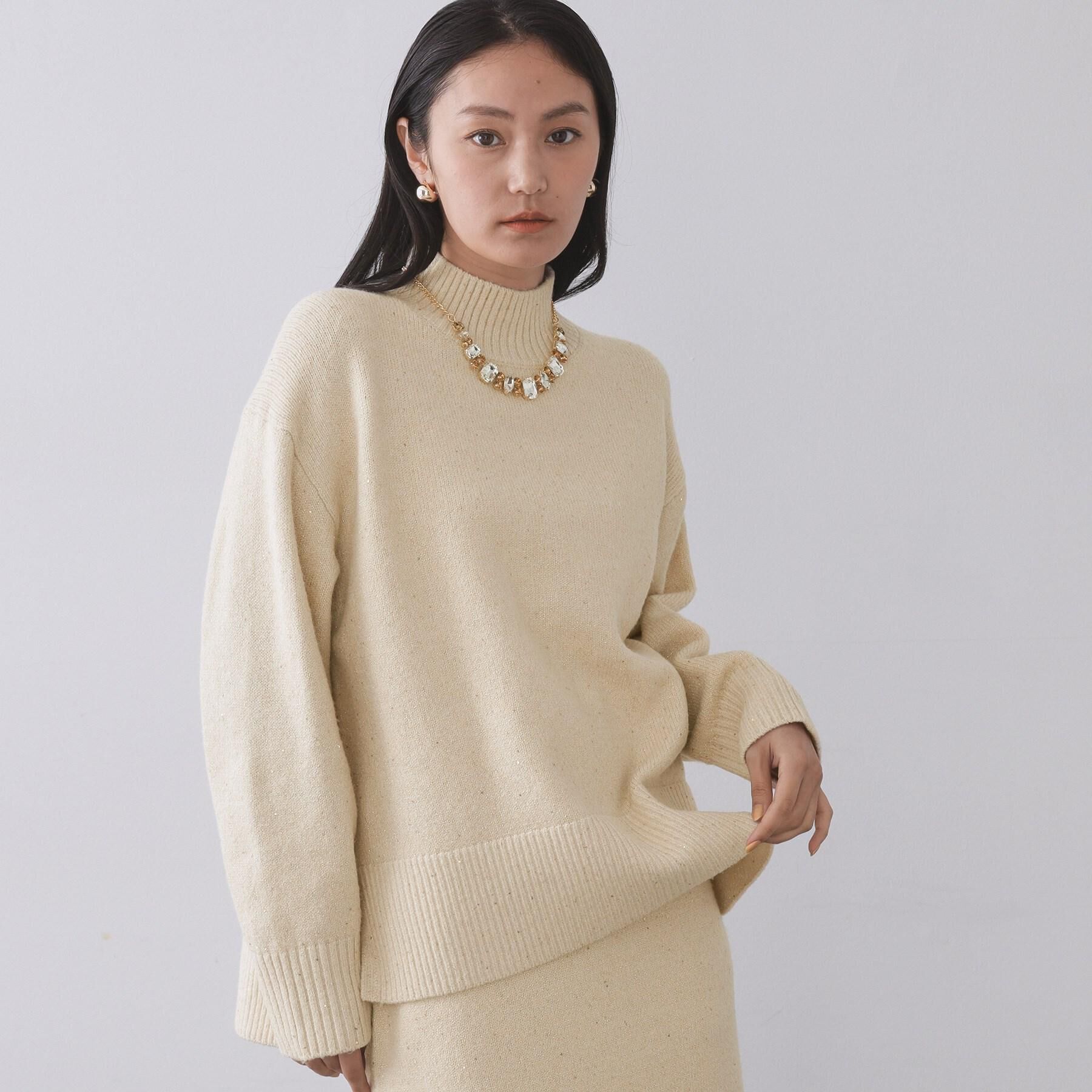 OPAQUE.CLIP「ラメスパンコールハイネックニット/セットアップ対応可【洗濯機OK】」|ニット・セーター|