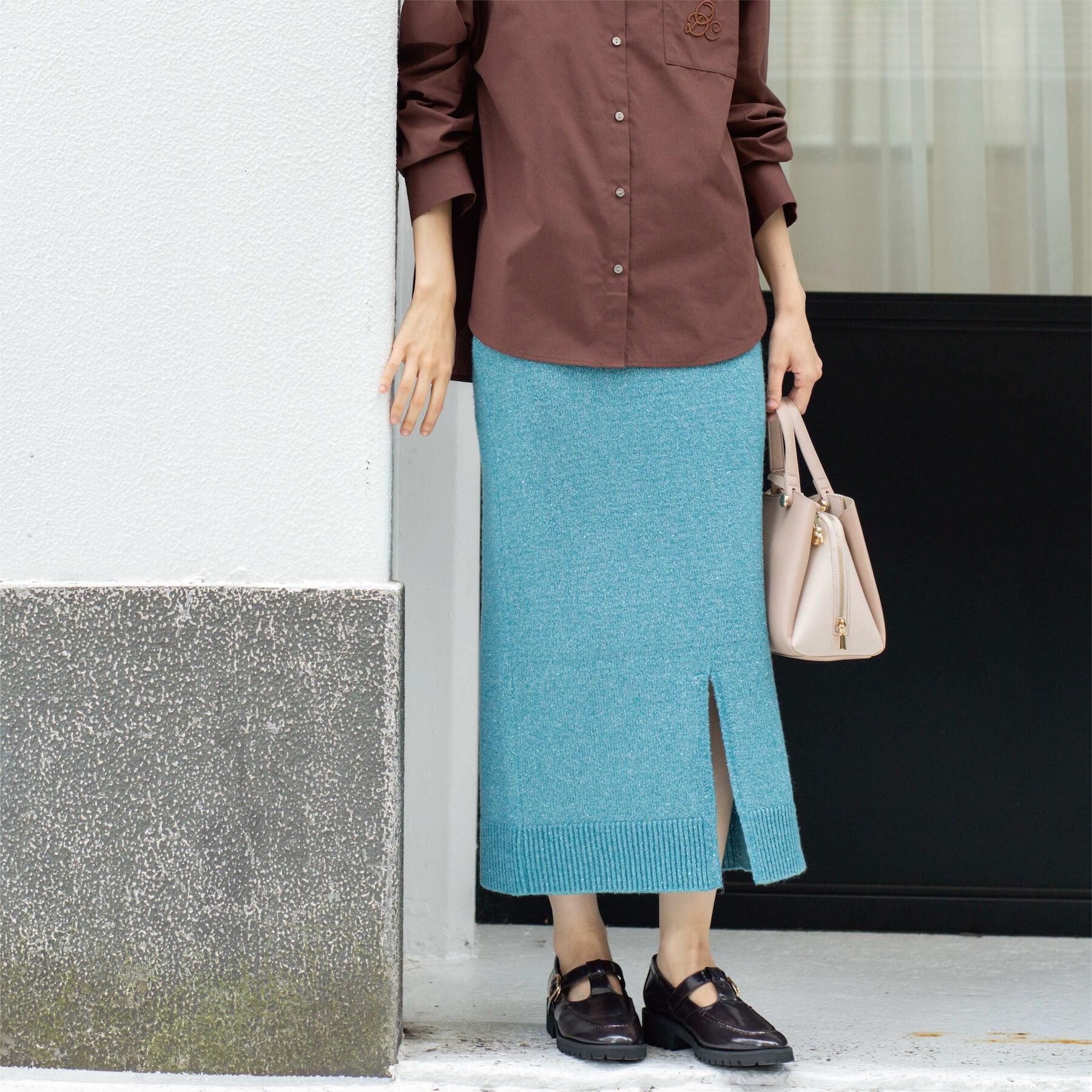 OPAQUE.CLIP「ラメスパンコールナロースカート/セットアップ対応可【洗濯機OK】」|スカート|