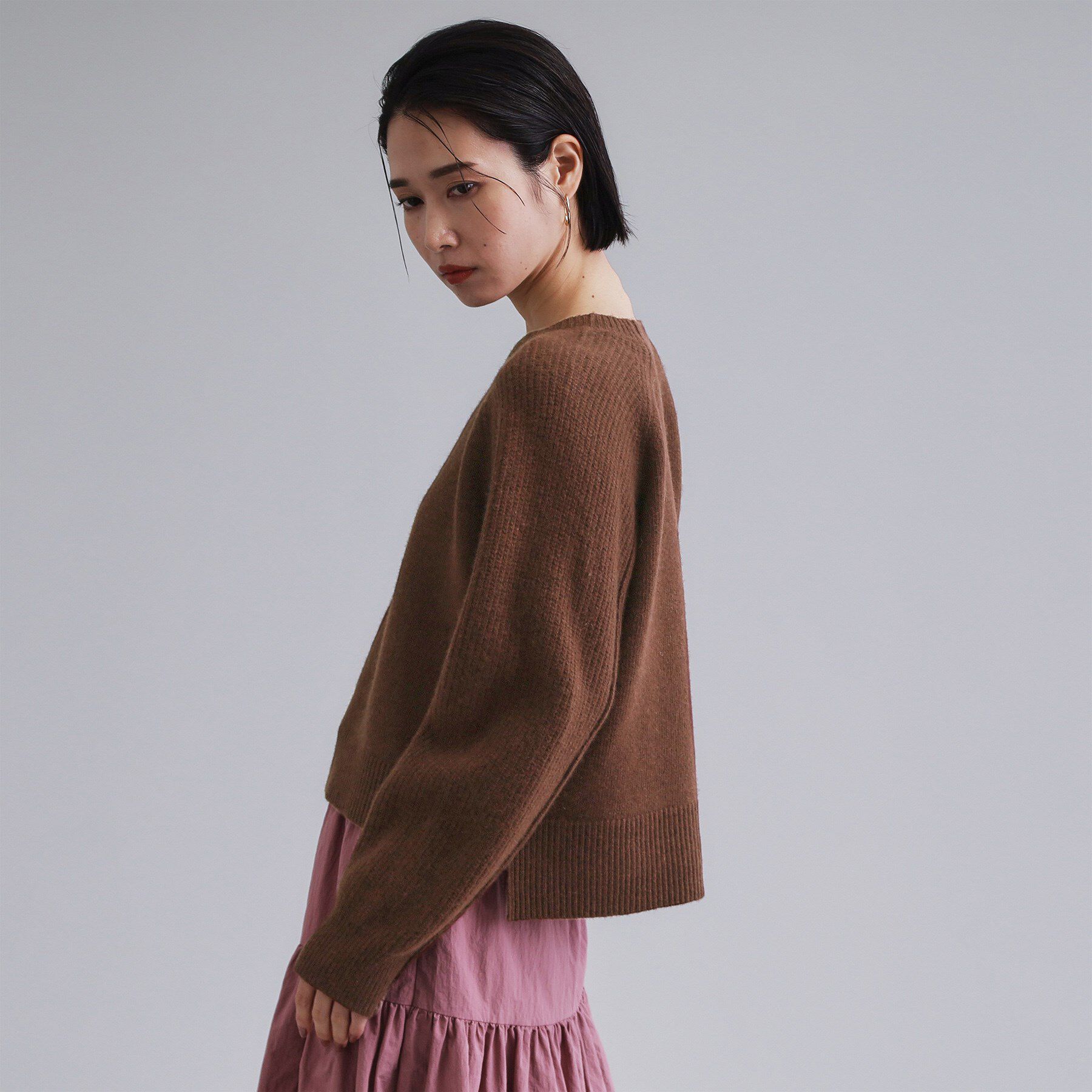 OPAQUE.CLIP「【es】メリノウール クルーミドルゲージニット」|ニット・セーター|