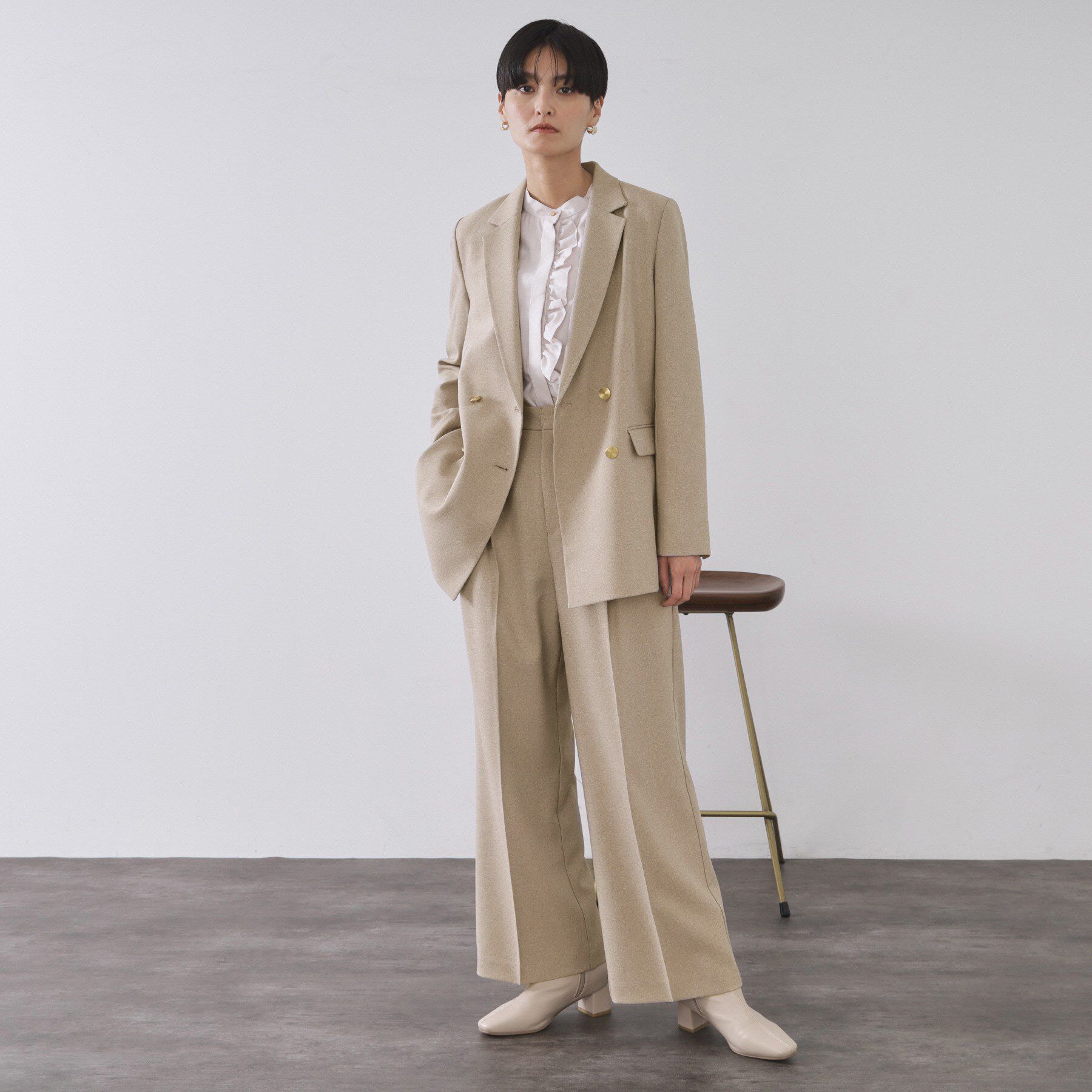 OPAQUE.CLIP「ストレッチダブルブレストテーラードジャケット/セットアップ対応可【洗濯機OK】」|テーラードジャケット|