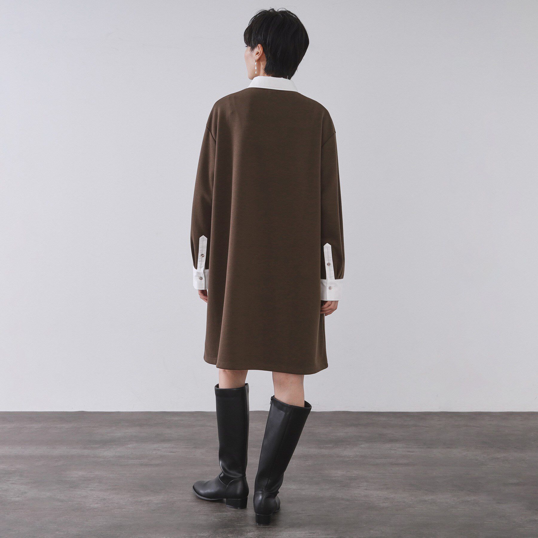 OPAQUE.CLIP「ポロ衿配色ミニワンピース【洗濯機OK】」|ワンピース|