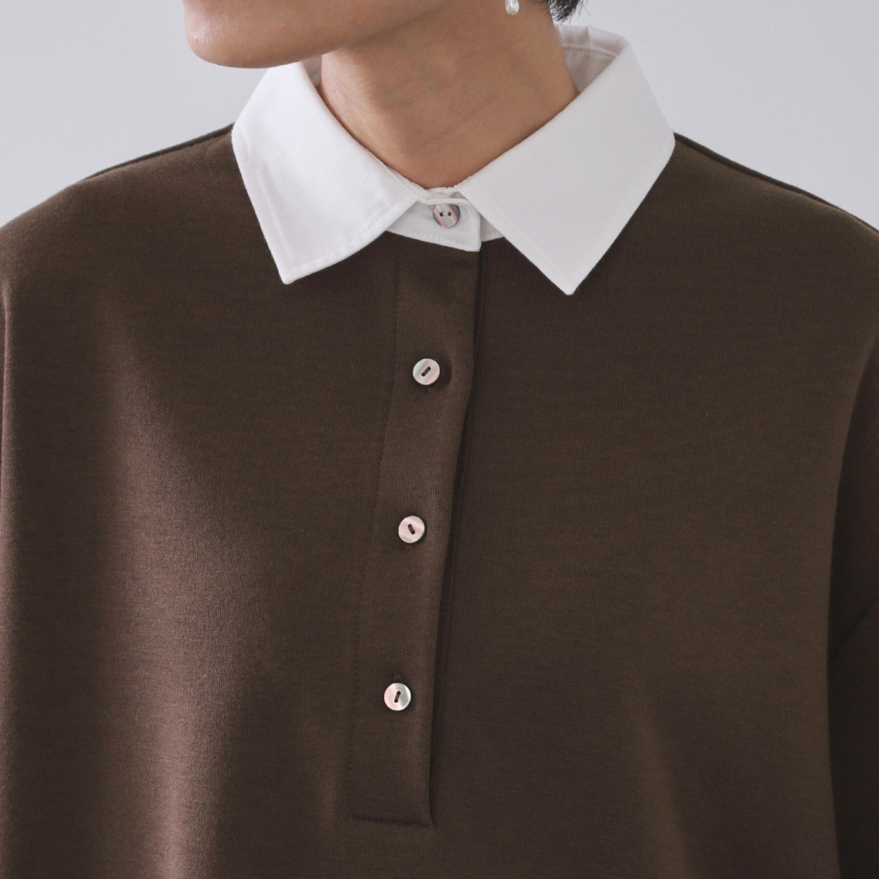 OPAQUE.CLIP「ポロ衿配色ミニワンピース【洗濯機OK】」|ワンピース|