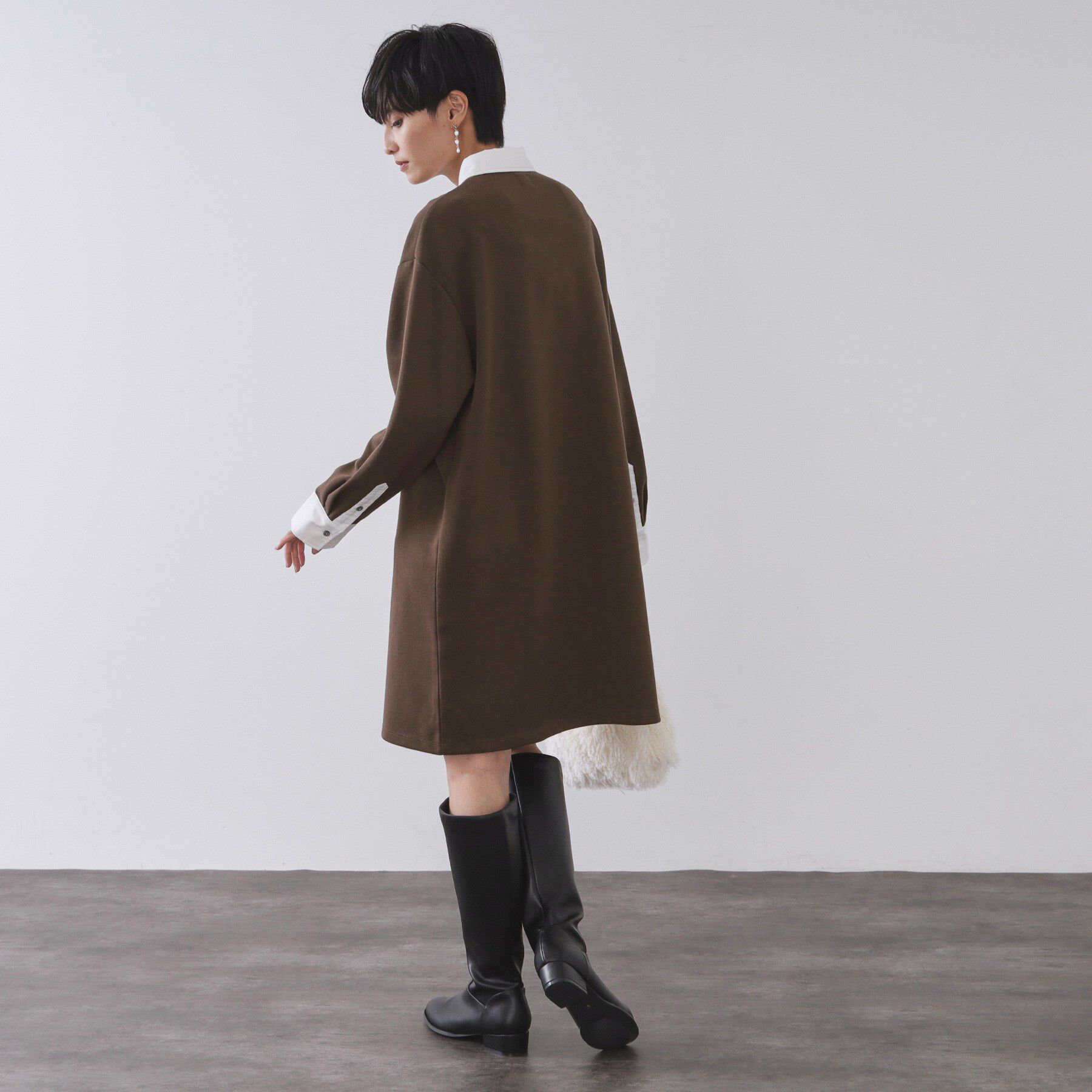 OPAQUE.CLIP「ポロ衿配色ミニワンピース【洗濯機OK】」|ワンピース|