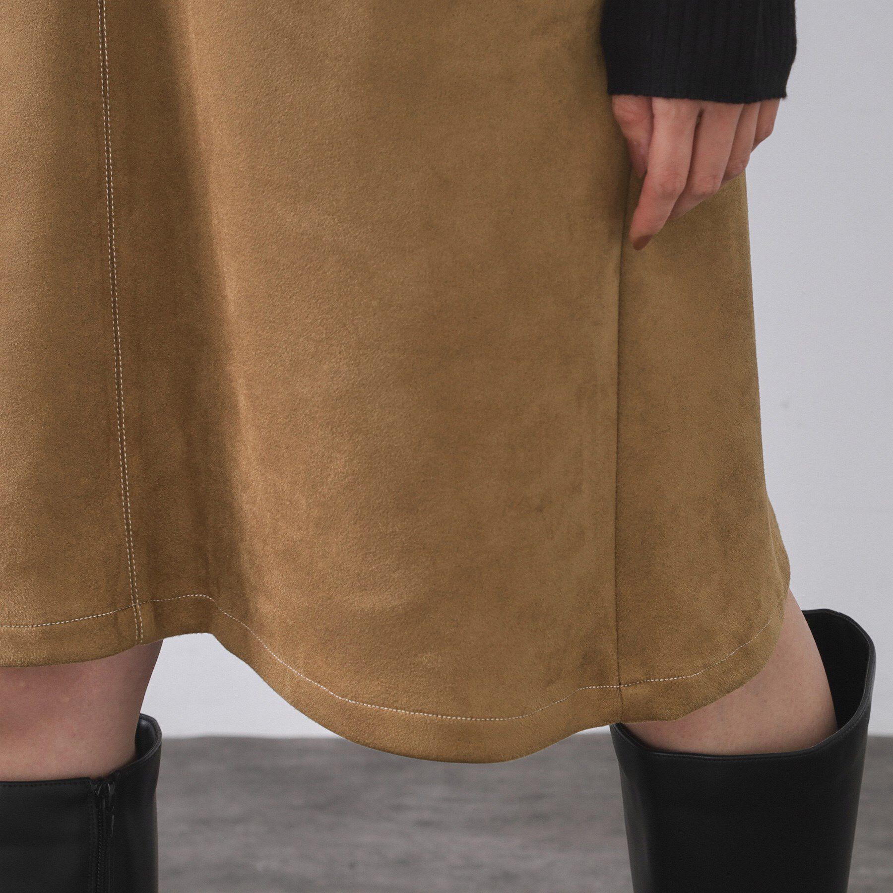 OPAQUE.CLIP「スエードライクVネックジャンドレ【洗濯機OK】」|ワンピース|