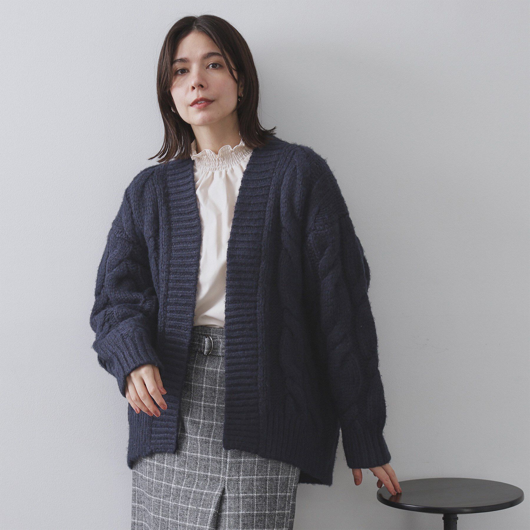 OPAQUE.CLIP「ケーブルローゲージニットカーディガン【洗濯機OK】」|カーディガン|