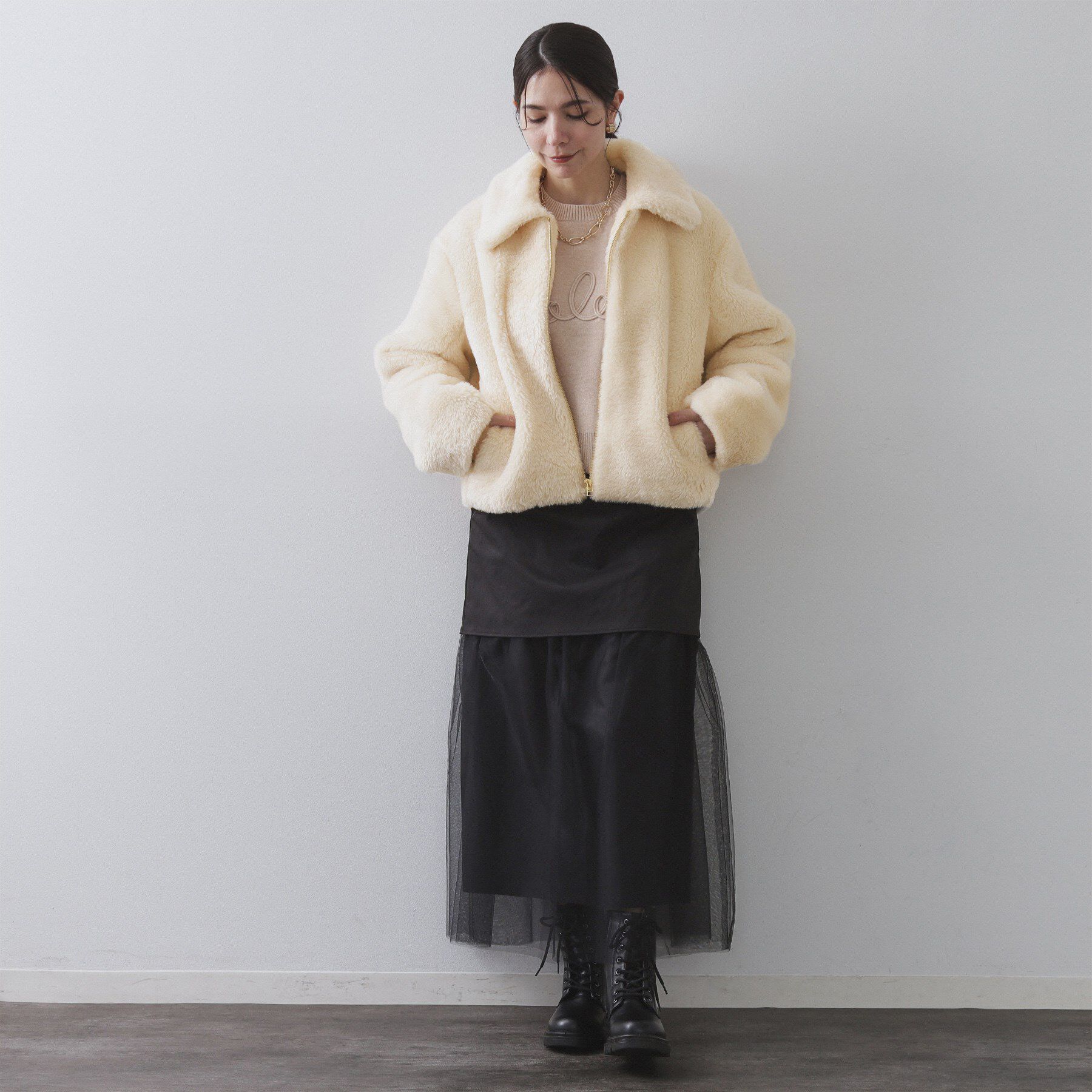 OPAQUE.CLIP「ステンカラーボアブルゾン【洗える】」|ブルゾン・スタジャン|