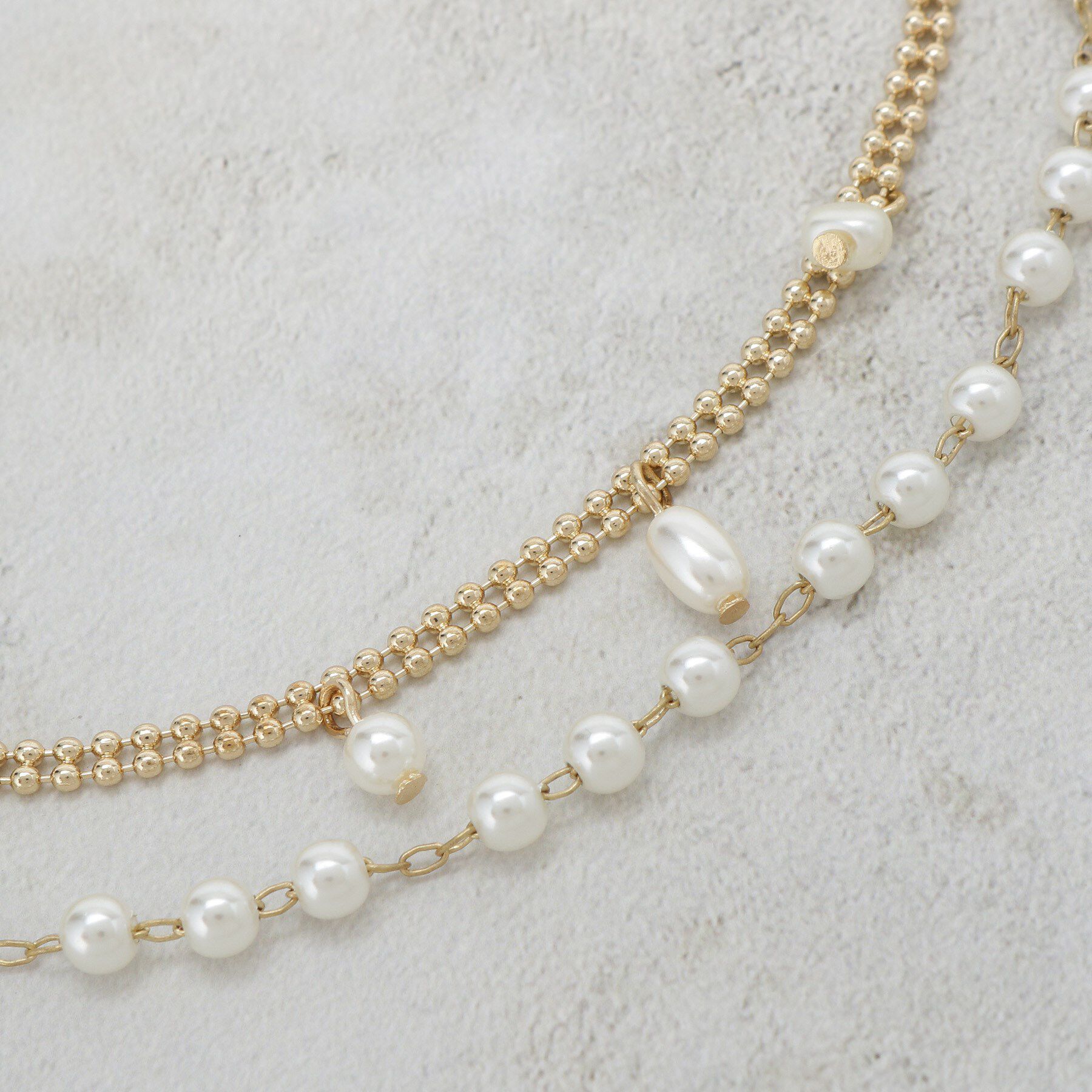 OPAQUE.CLIP「【2SET】2連フェイクパールチェーンネックレス」|ネックレス|