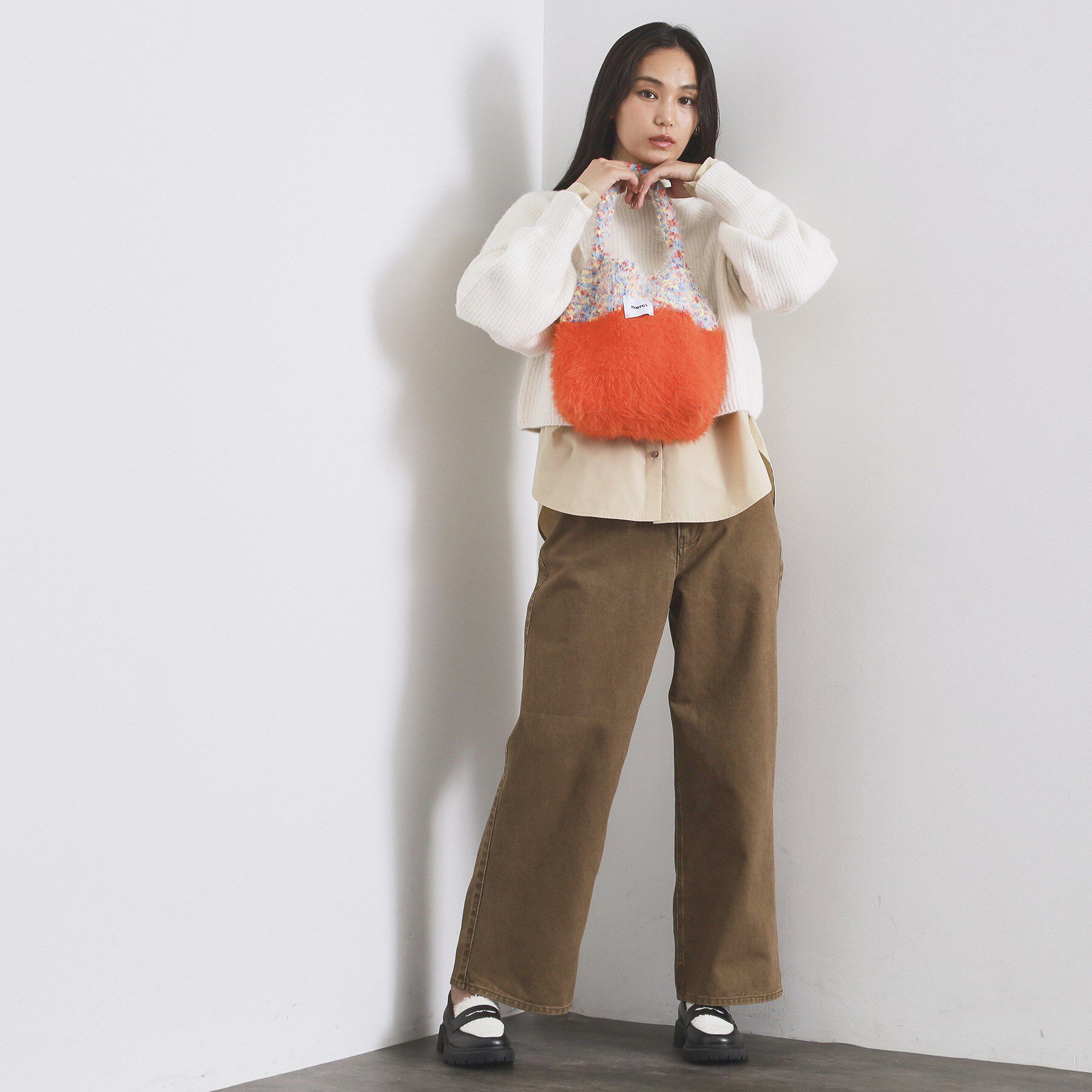 OPAQUE.CLIP「フェザーヤーンマルチカラーニットバッグ」|トートバッグ|