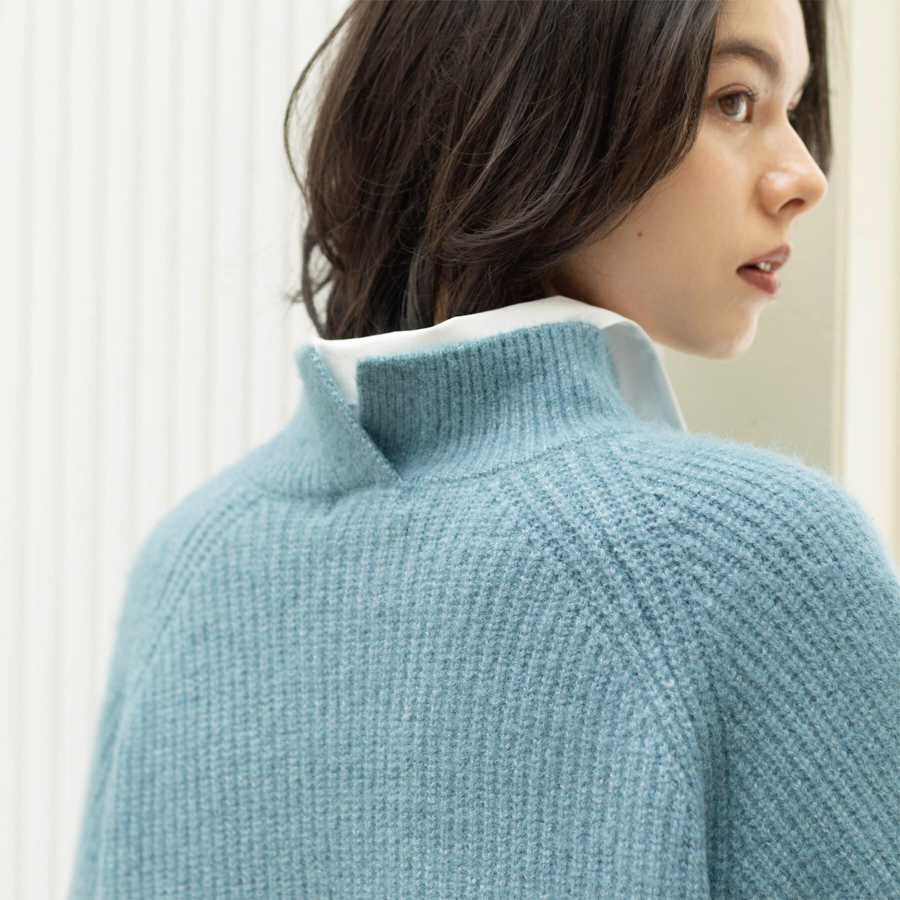 OPAQUE.CLIP「MIXミドルゲージショートあぜニット【洗濯機OK】」|ニット・セーター|