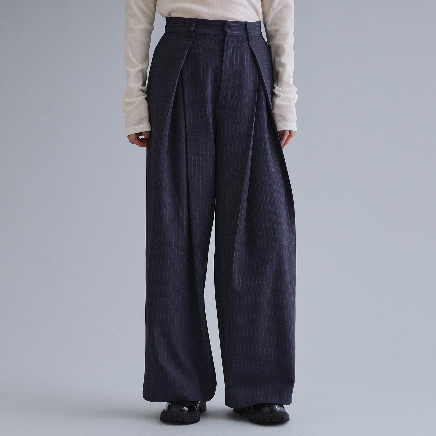 OPAQUE.CLIP「【es】ピンストライプ 変形ワイドパンツ【洗濯機OK】」|その他|