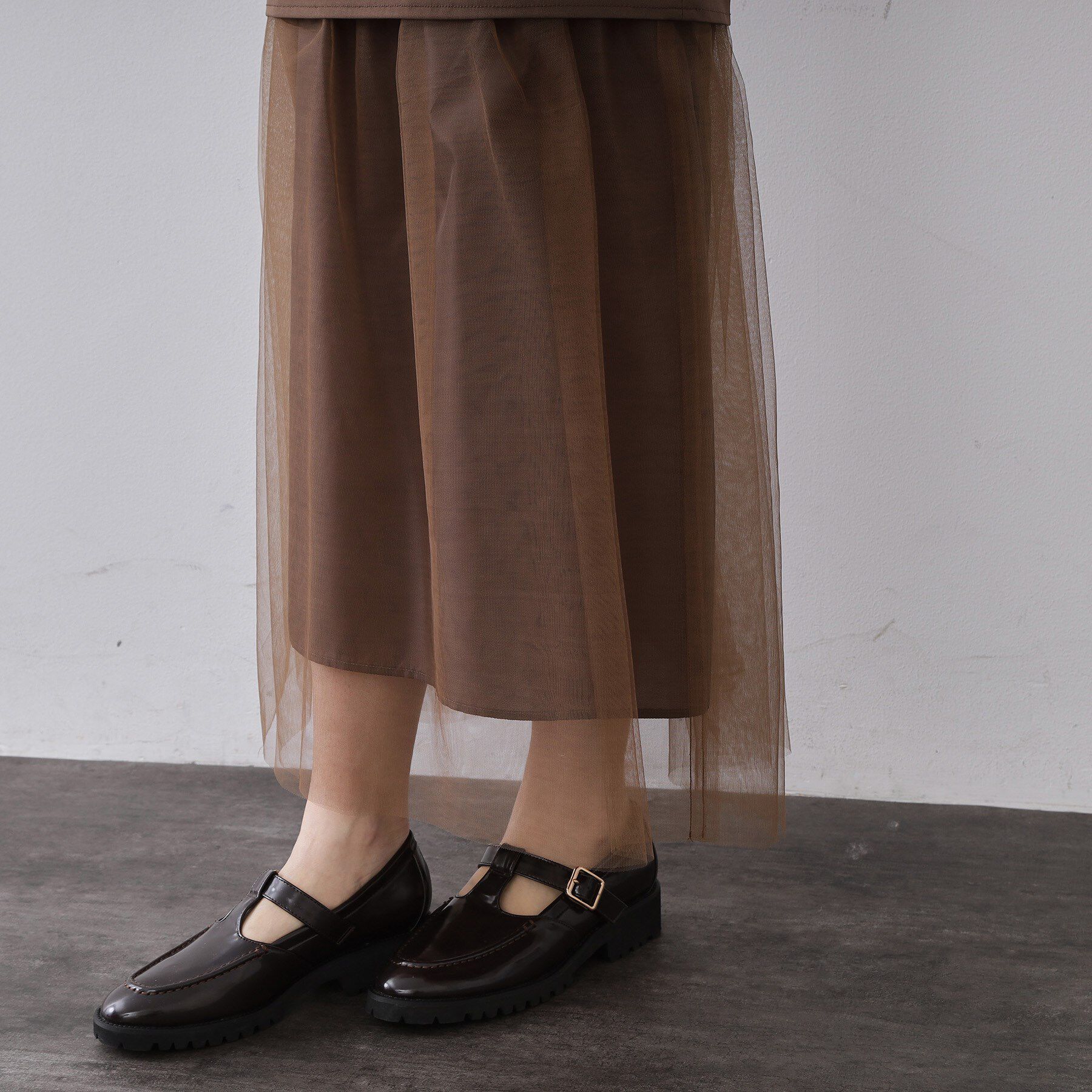 OPAQUE.CLIP「チュールドッキングデザインスカート【洗濯機OK】」|スカート|