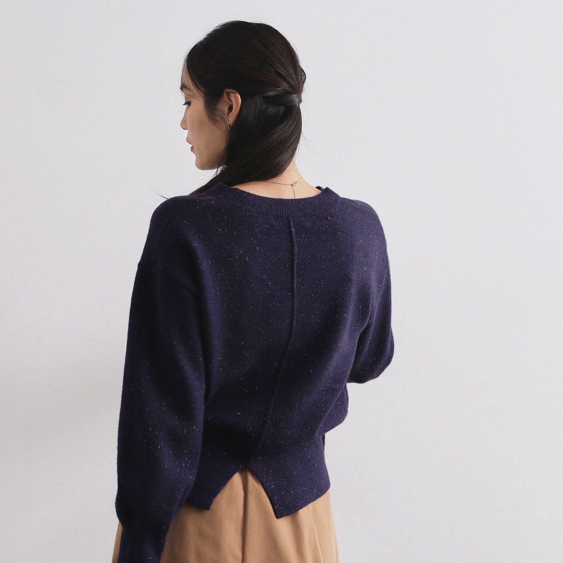 OPAQUE.CLIP「Vネックラメニット【洗濯機OK】」|ニット・セーター|