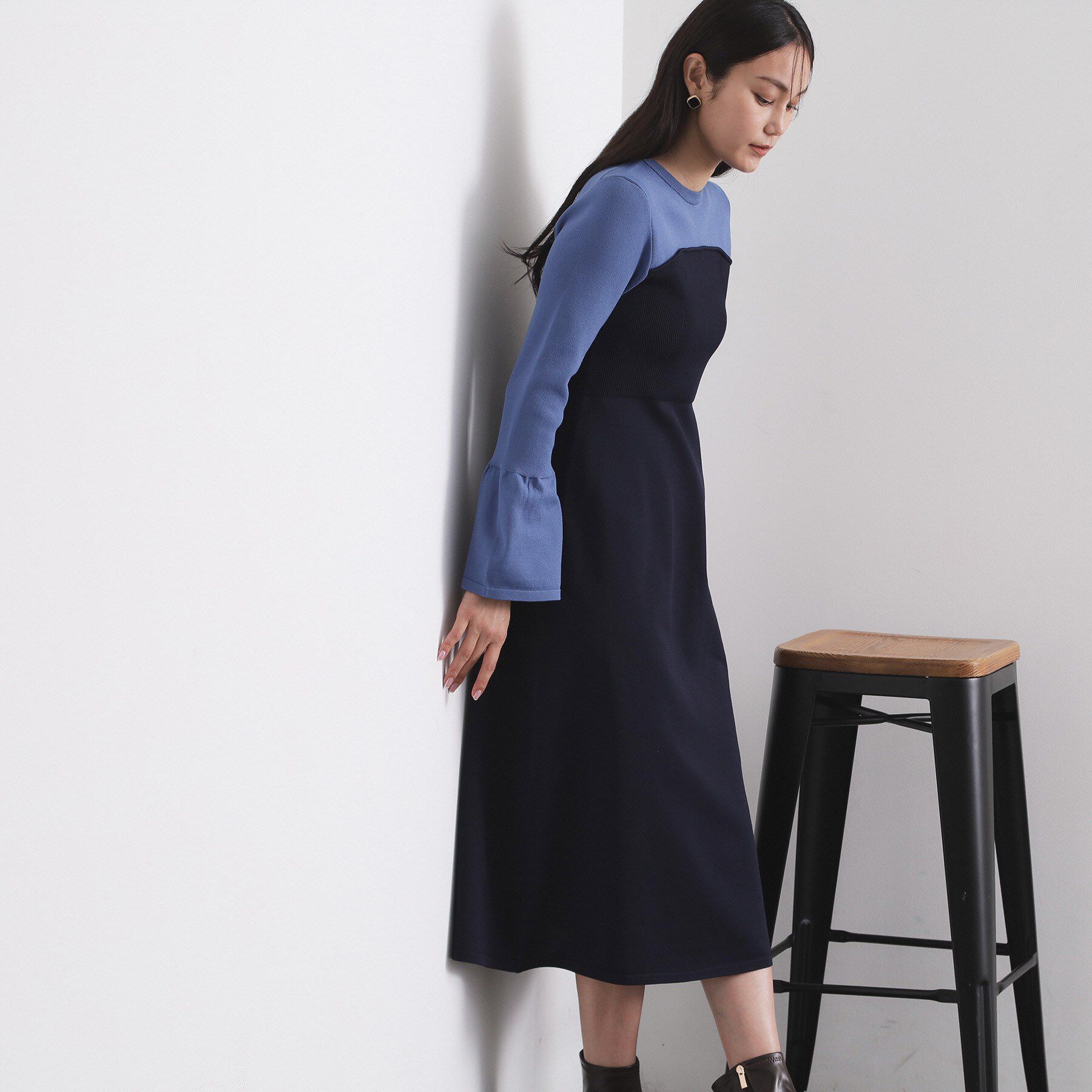 OPAQUE.CLIP「配色ビスチェニットワンピース【洗濯機OK】」|ワンピース|