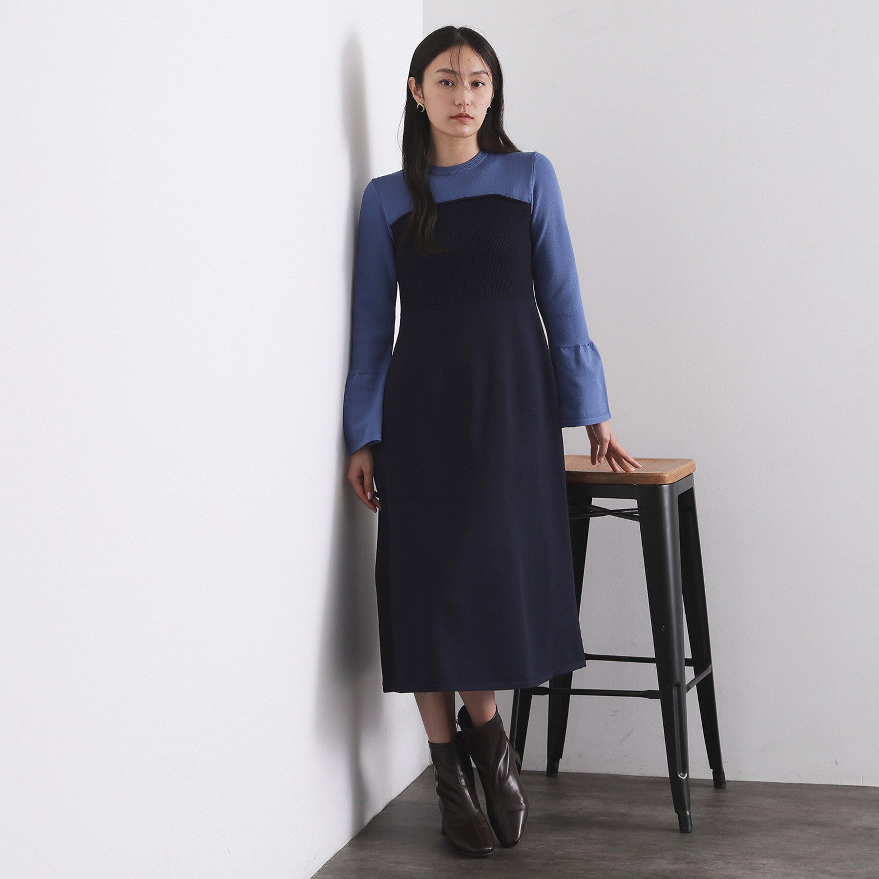 OPAQUE.CLIP「配色ビスチェニットワンピース【洗濯機OK】」|ワンピース|