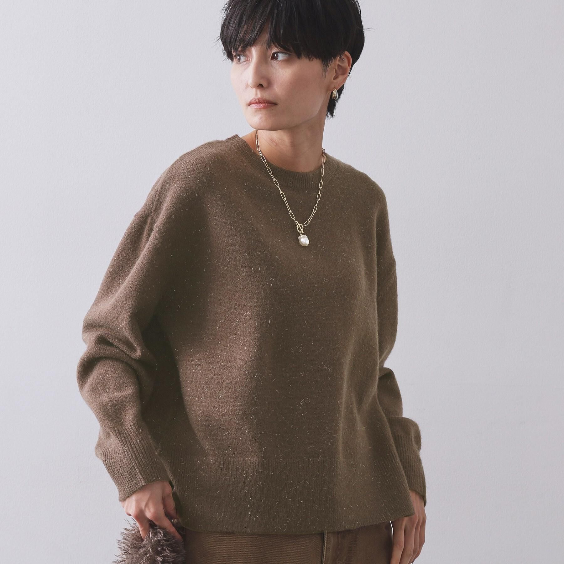 OPAQUE.CLIP「きらきらクルーミドルゲージニット【洗濯機OK】」|ニット・セーター|