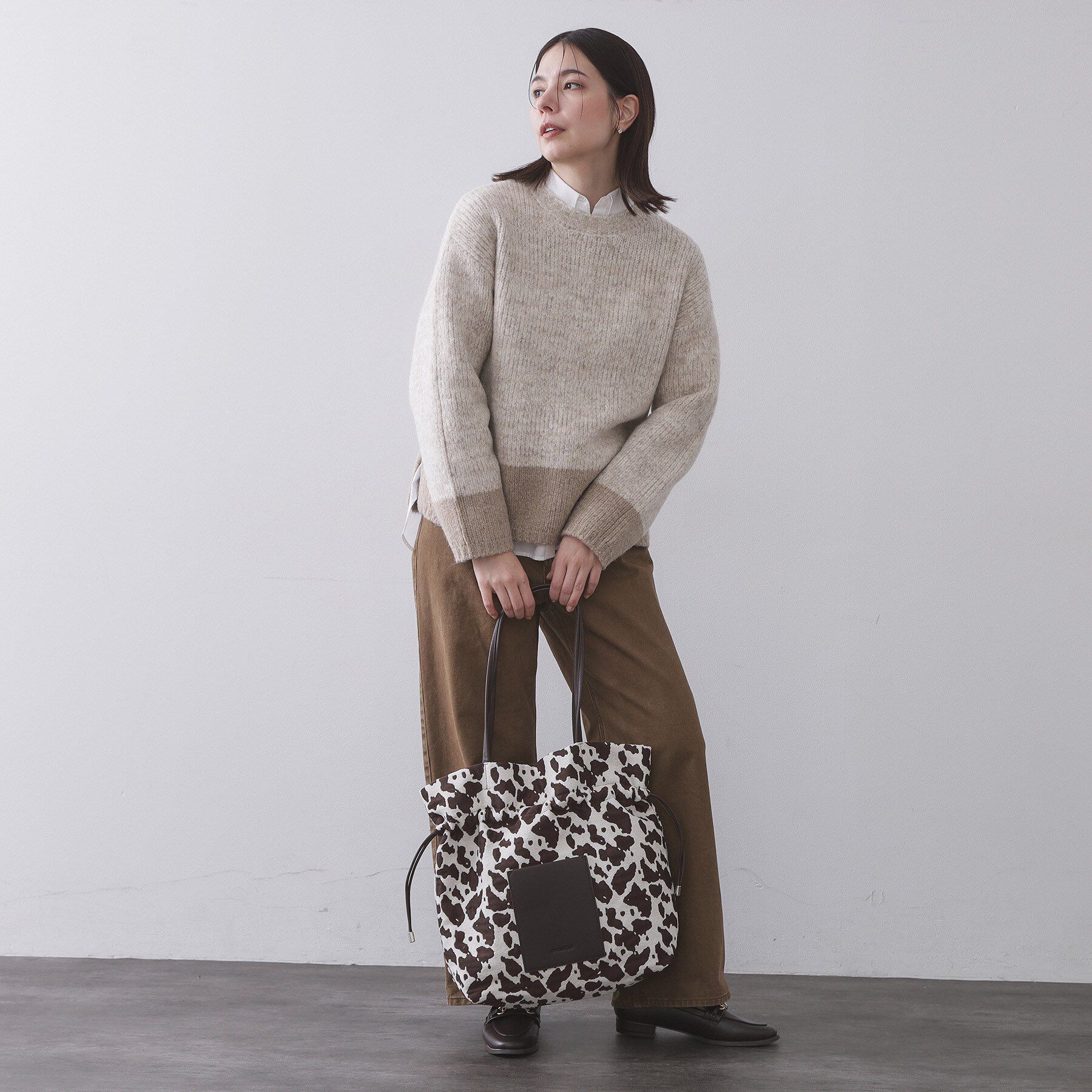 OPAQUE.CLIP「素材アソートドロストデザイン巾着トートバッグ【A4サイズ対応】」|トートバッグ|