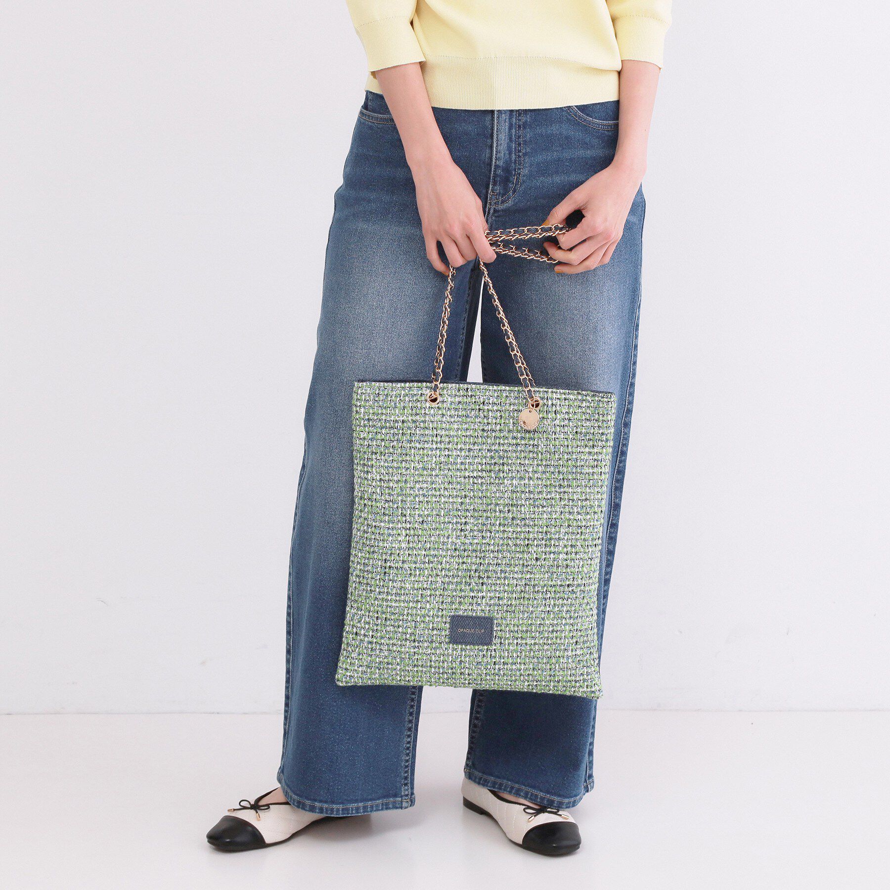 OPAQUE.CLIP「ツイードコンビチェーンショルダートートバッグ【A4サイズ対応】」|トートバッグ|