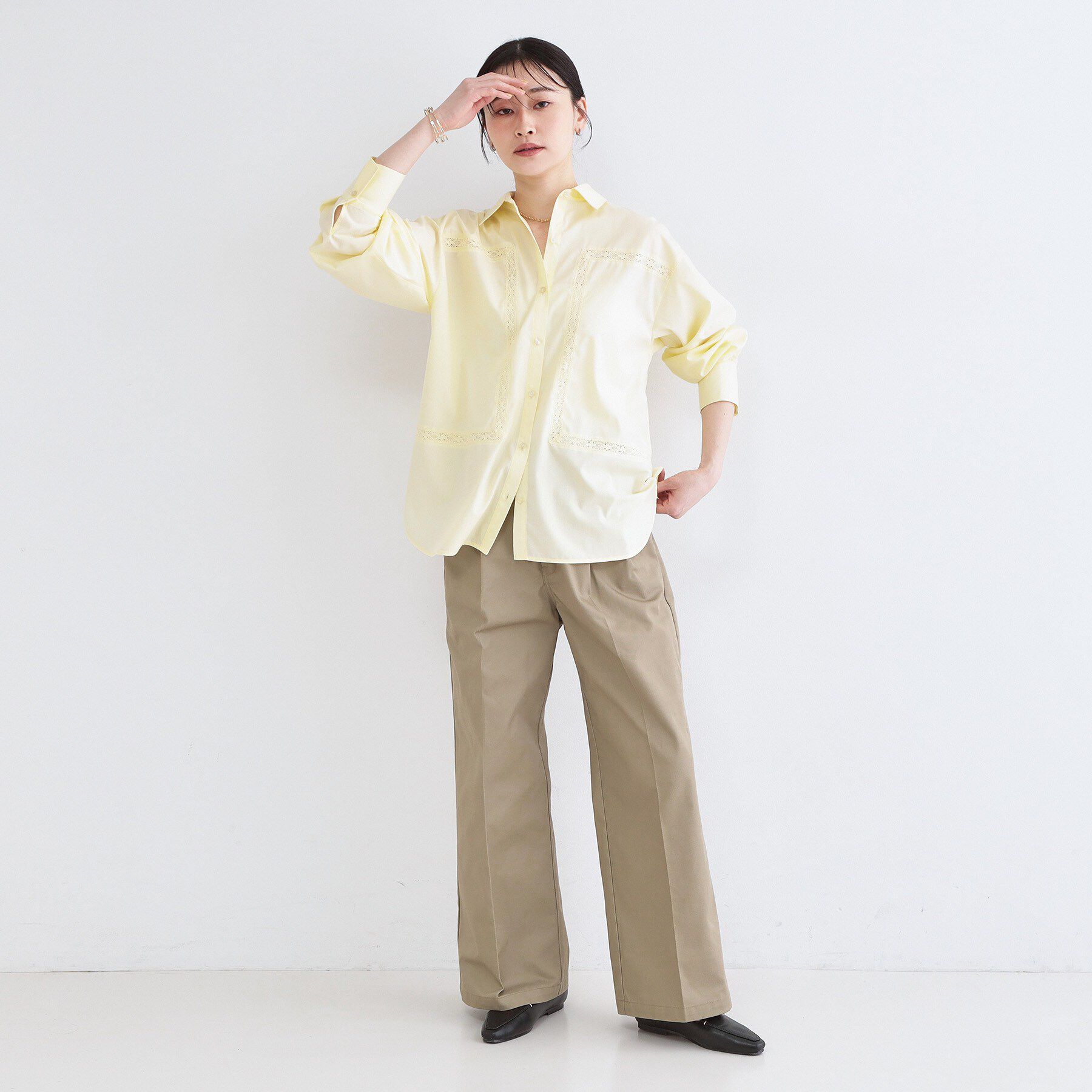 OPAQUE.CLIP「レーストリミングシャツ【洗濯機OK】」|シャツ・ブラウス|