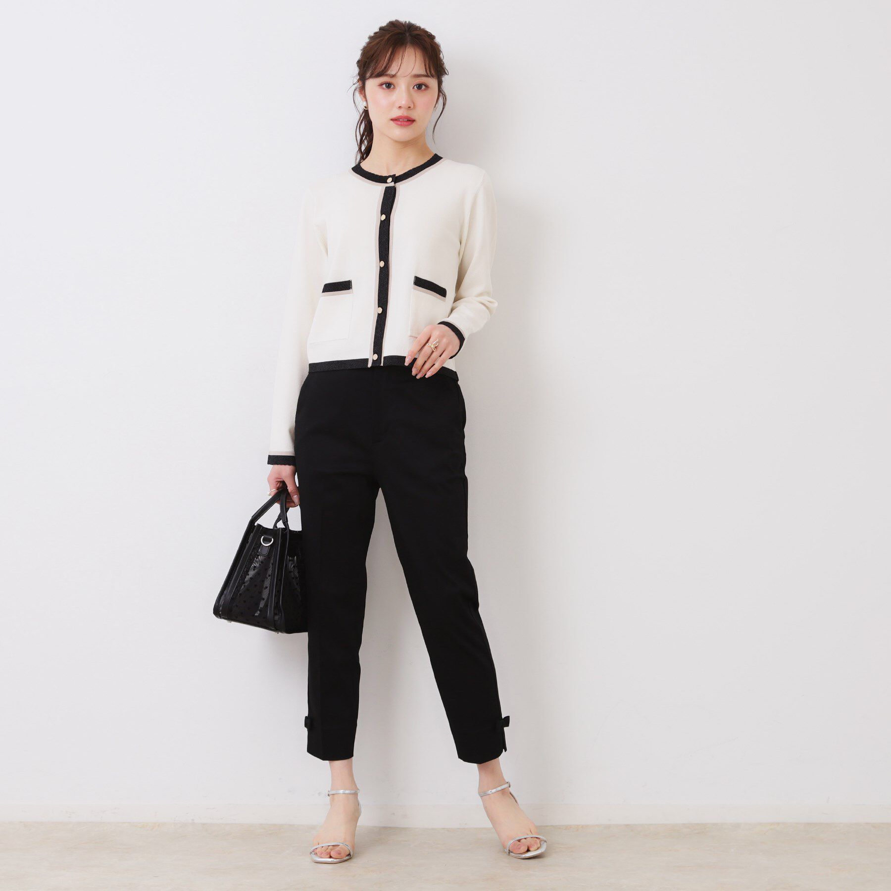 Couture broach「【スッキリ見え・美脚・通勤】リボンポイントサテストパンツ」|その他|