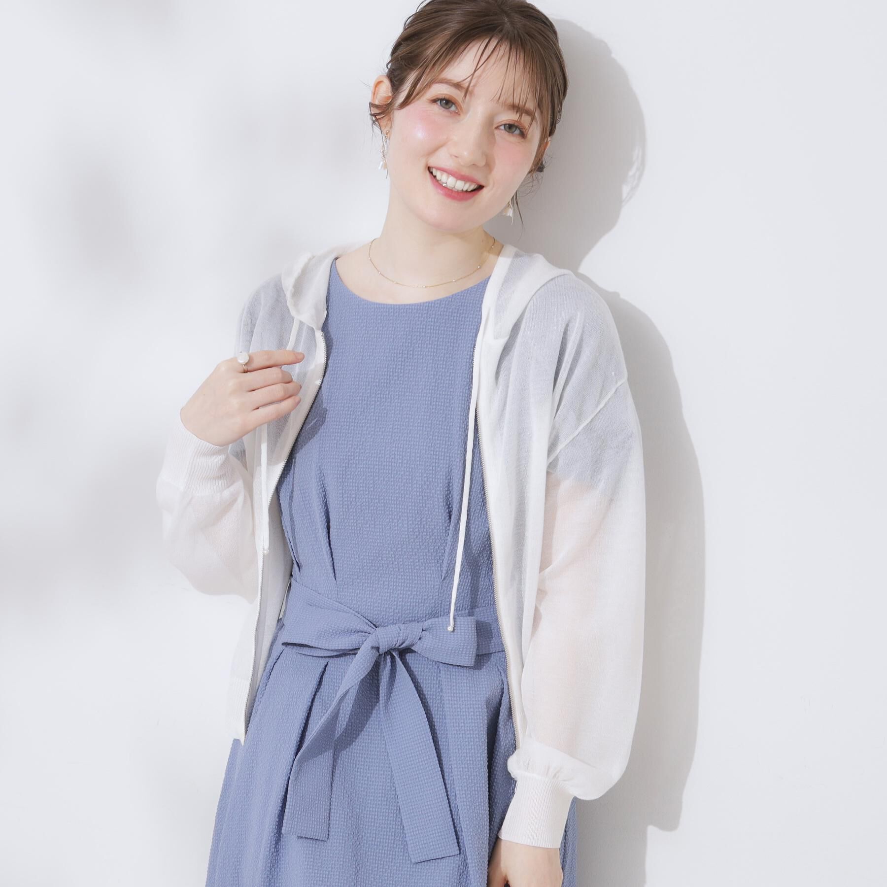 Couture broach「【上品な透け感・大人カジュアル】シアージップアップフーディー」|パーカー|