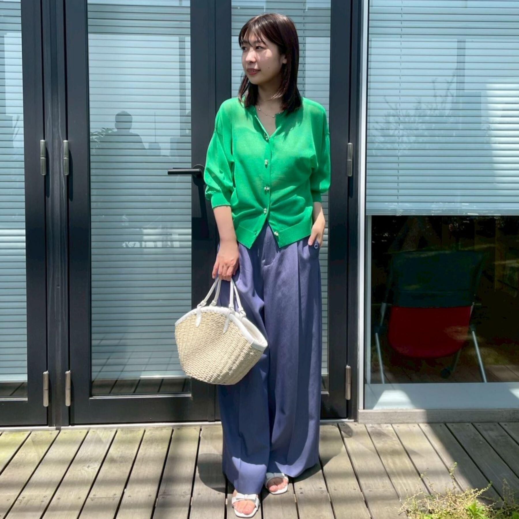 Couture broach「【前後2WAY・二の腕カバー】ダブルパール調釦5分袖シアーカーディガントップス」|カーディガン|