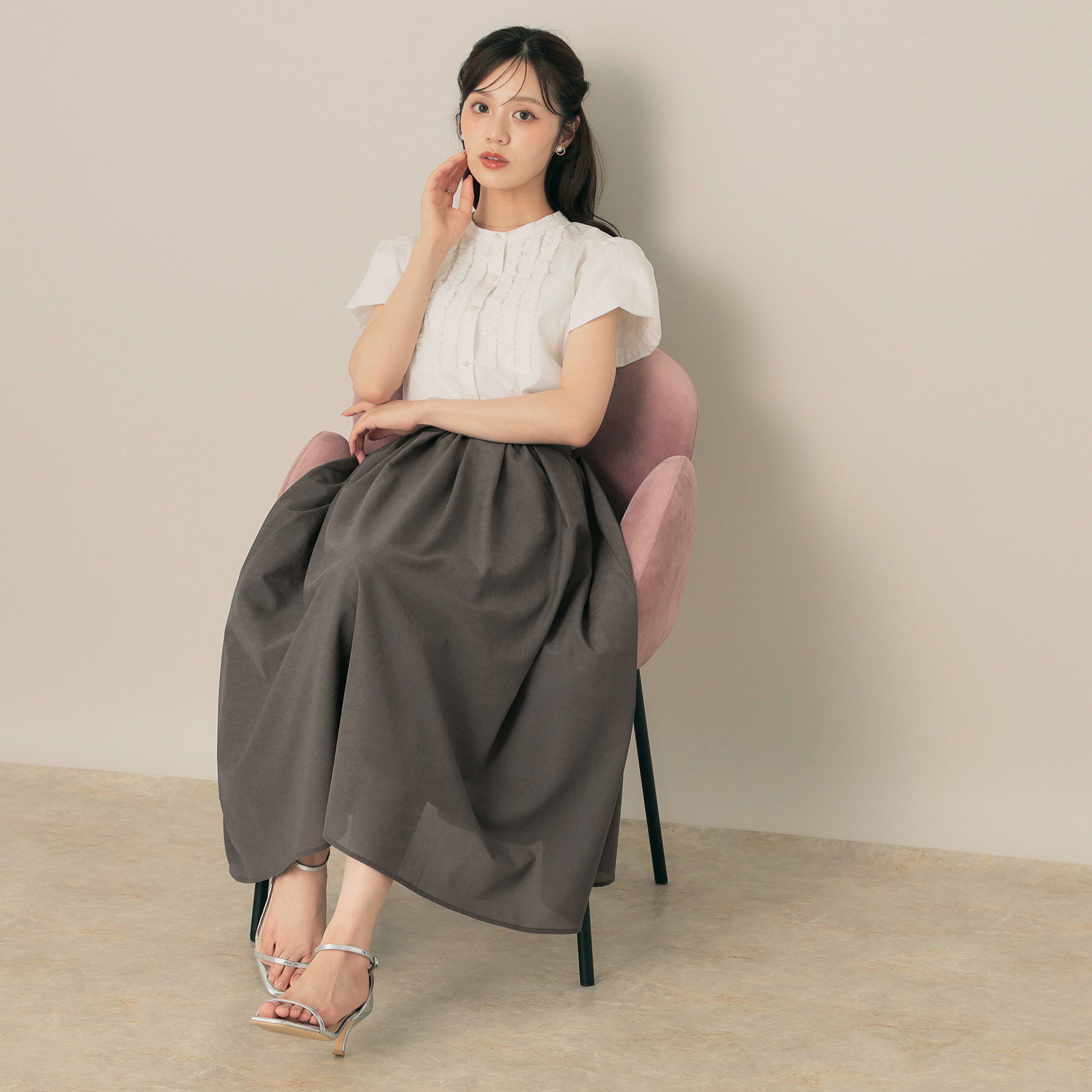 Couture broach「【きれいめ・シアー・通勤】パレットボイルロングスカート」|スカート|