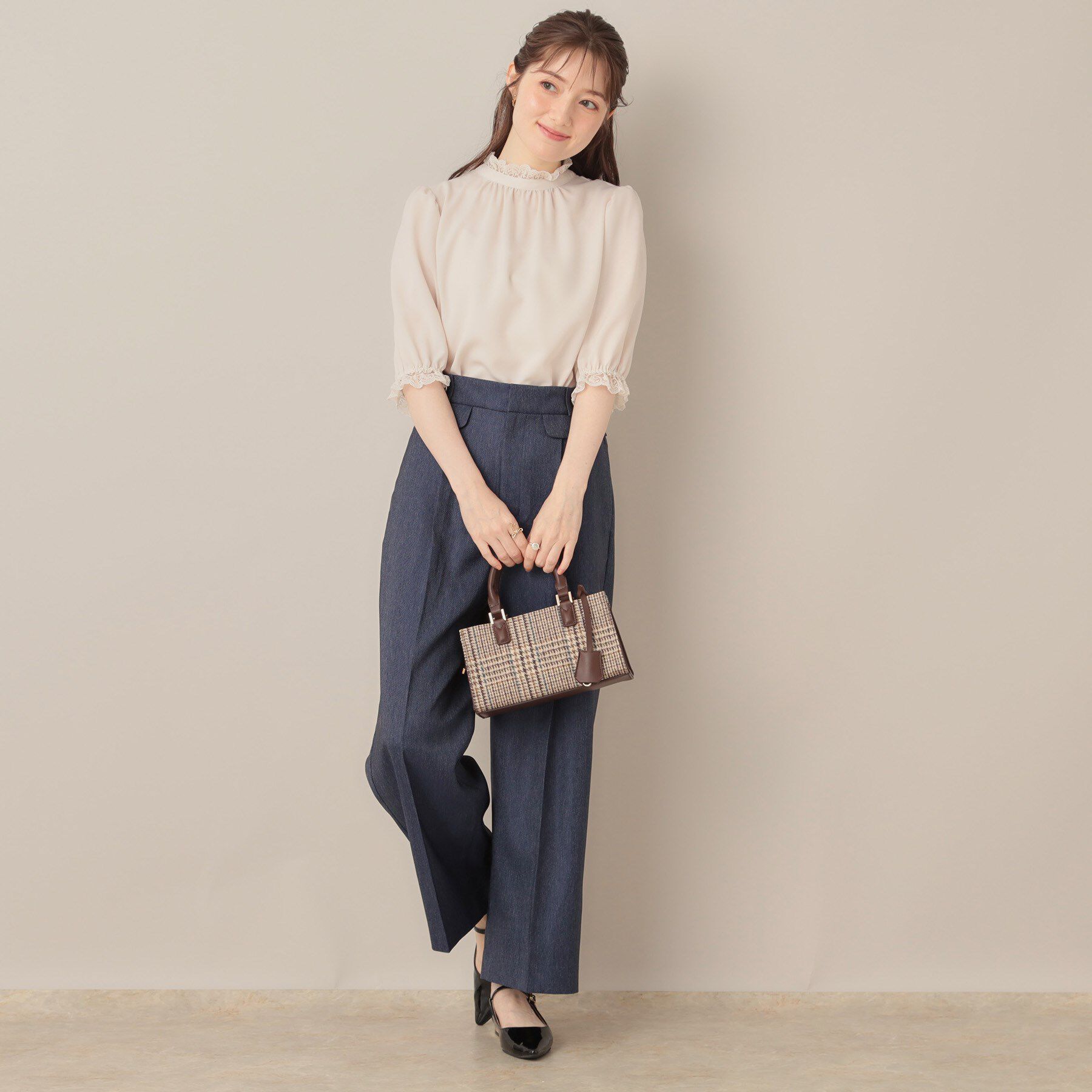 Couture broach「【マシンウォッシャブル・スッキリ見え】デニムライク釦デザインパンツ」|その他|