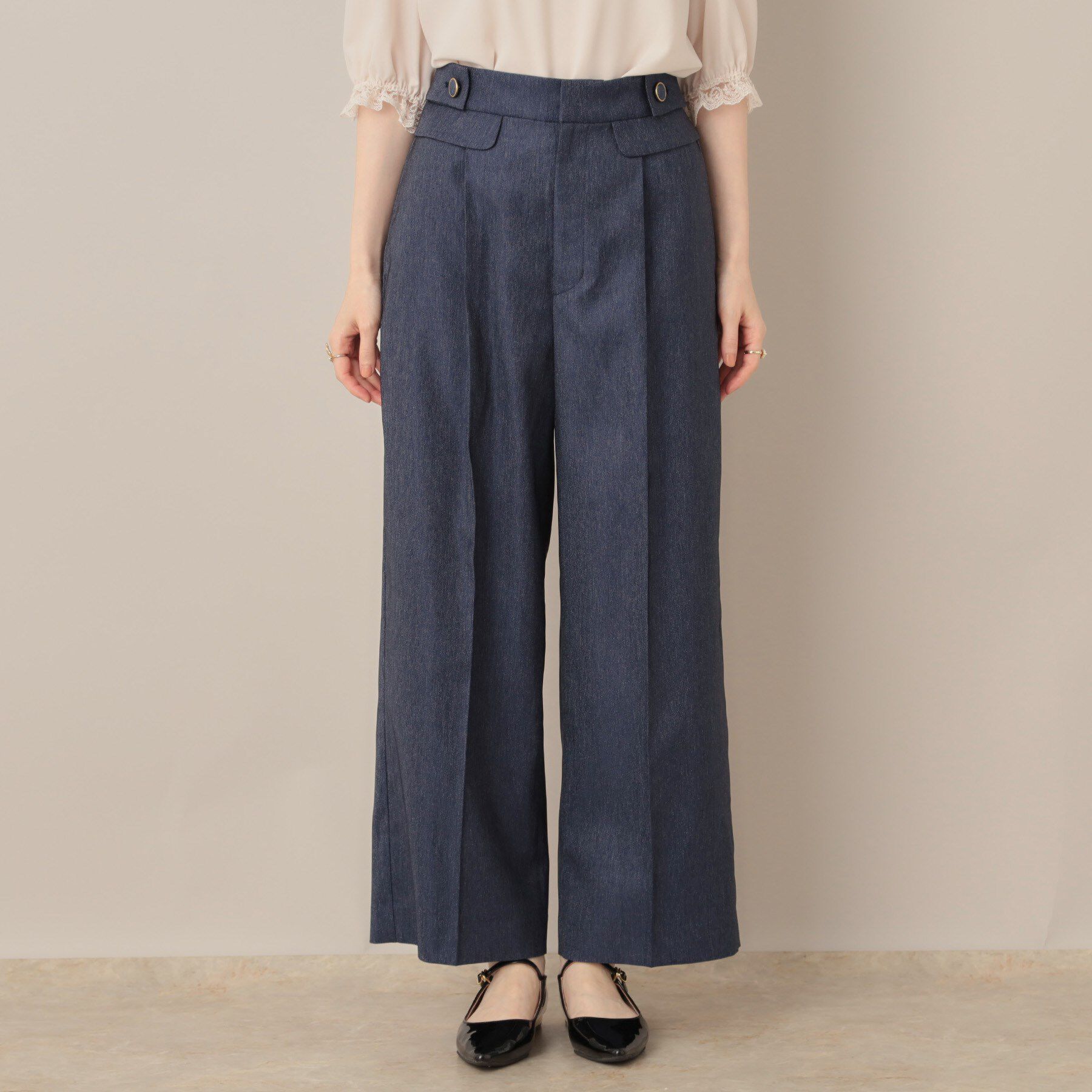 Couture broach「【マシンウォッシャブル・スッキリ見え】デニムライク釦デザインパンツ」|その他|