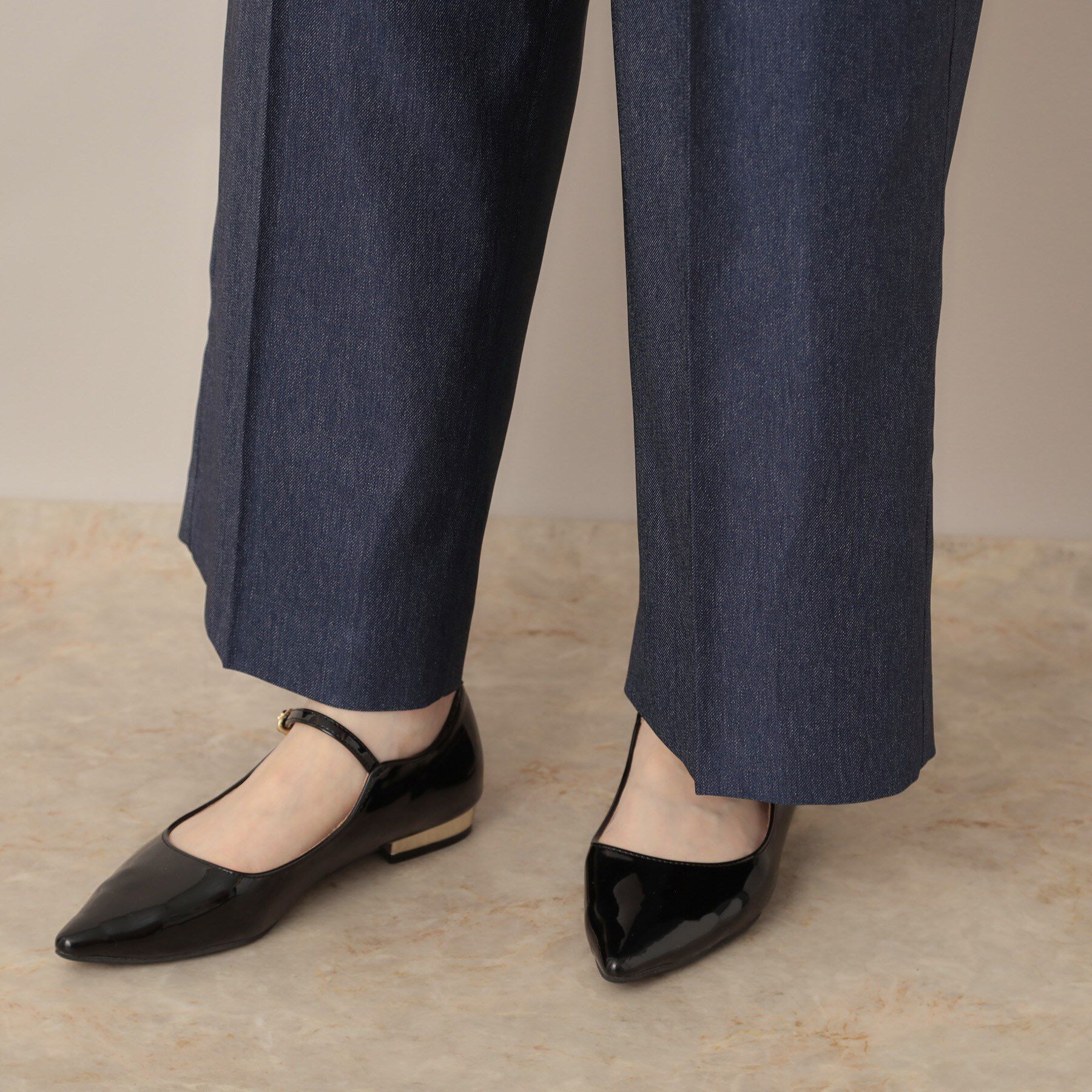 Couture broach「【マシンウォッシャブル・スッキリ見え】デニムライク釦デザインパンツ」|その他|