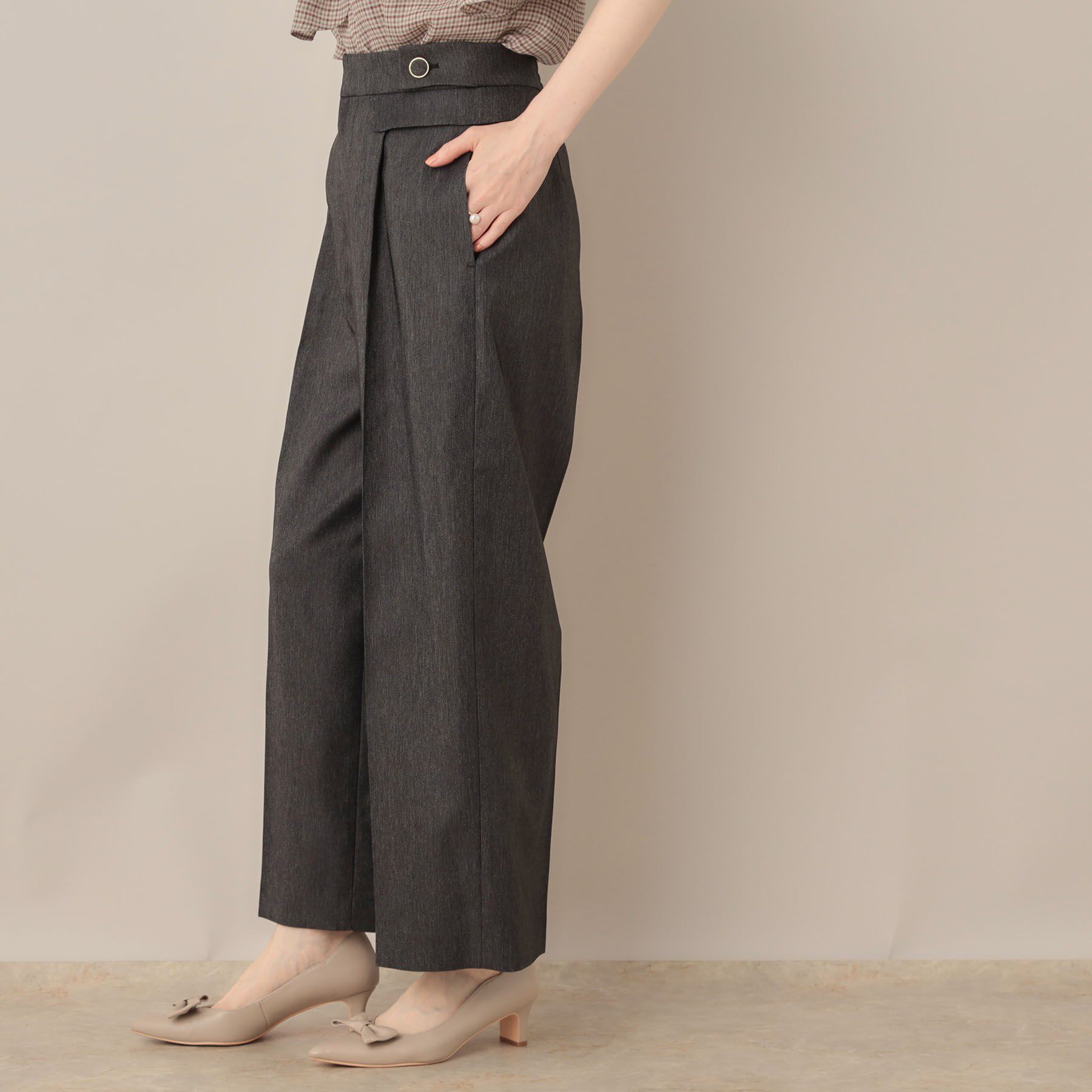 Couture broach「【マシンウォッシャブル・スッキリ見え】デニムライク釦デザインパンツ」|その他|
