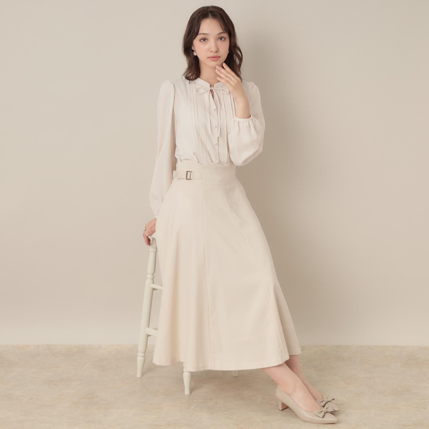 Couture broach「【大人可愛い・通勤】スカラウエスト サイドベルト パネルスカート」|スカート|