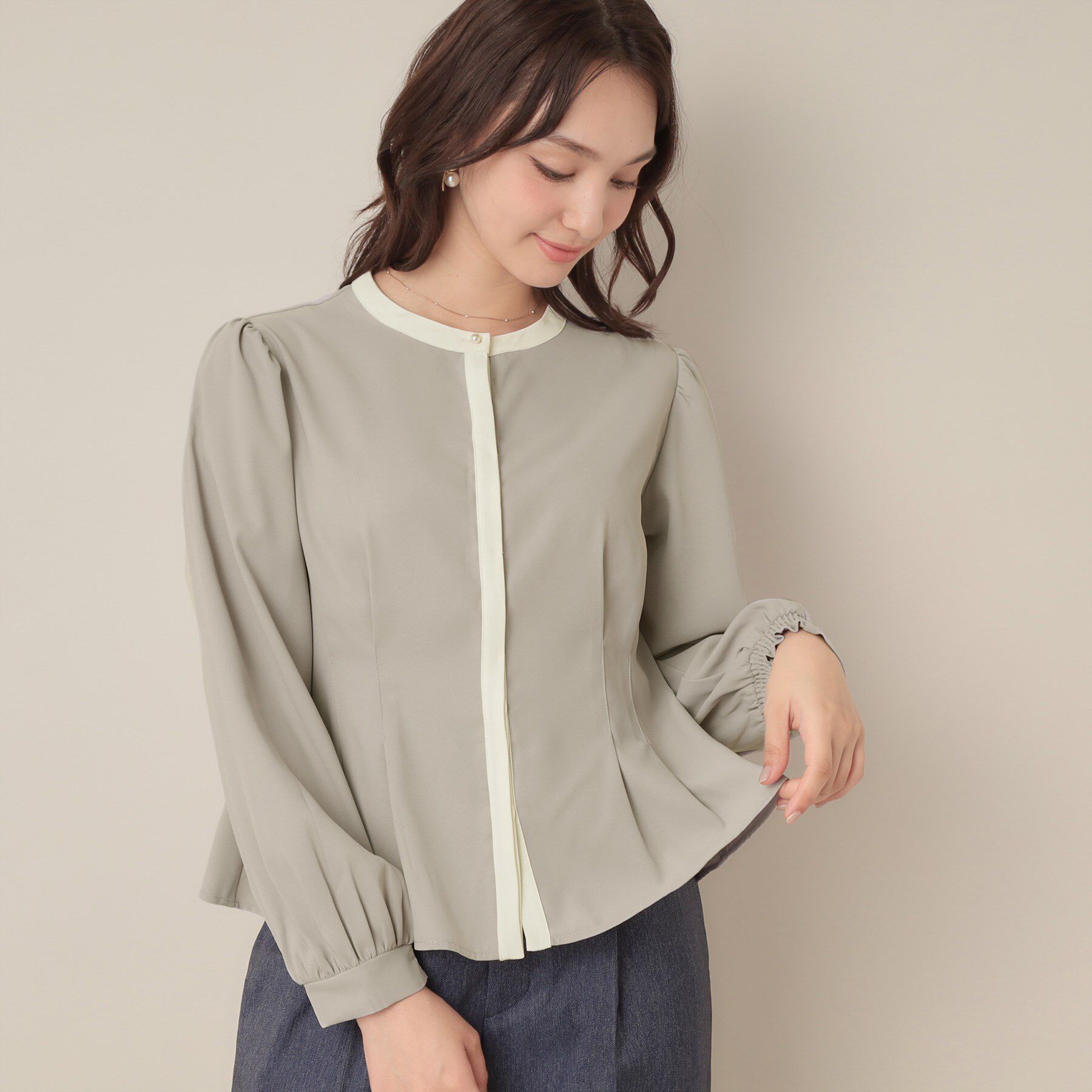 Couture broach「【きれいめ・通勤】配色羽織れるブラウス」|シャツ・ブラウス|