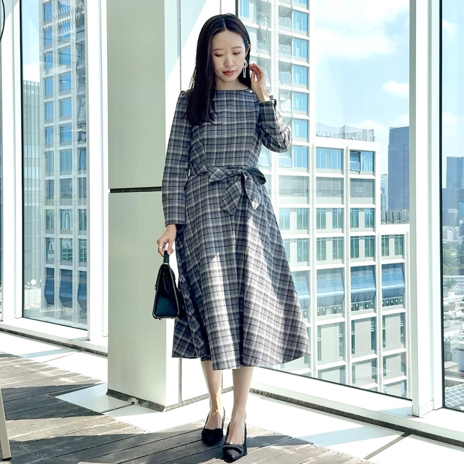 Couture broach「【大人可愛い・微起毛】先染めチェック柄フィット＆フレアワンピース」|ワンピース|