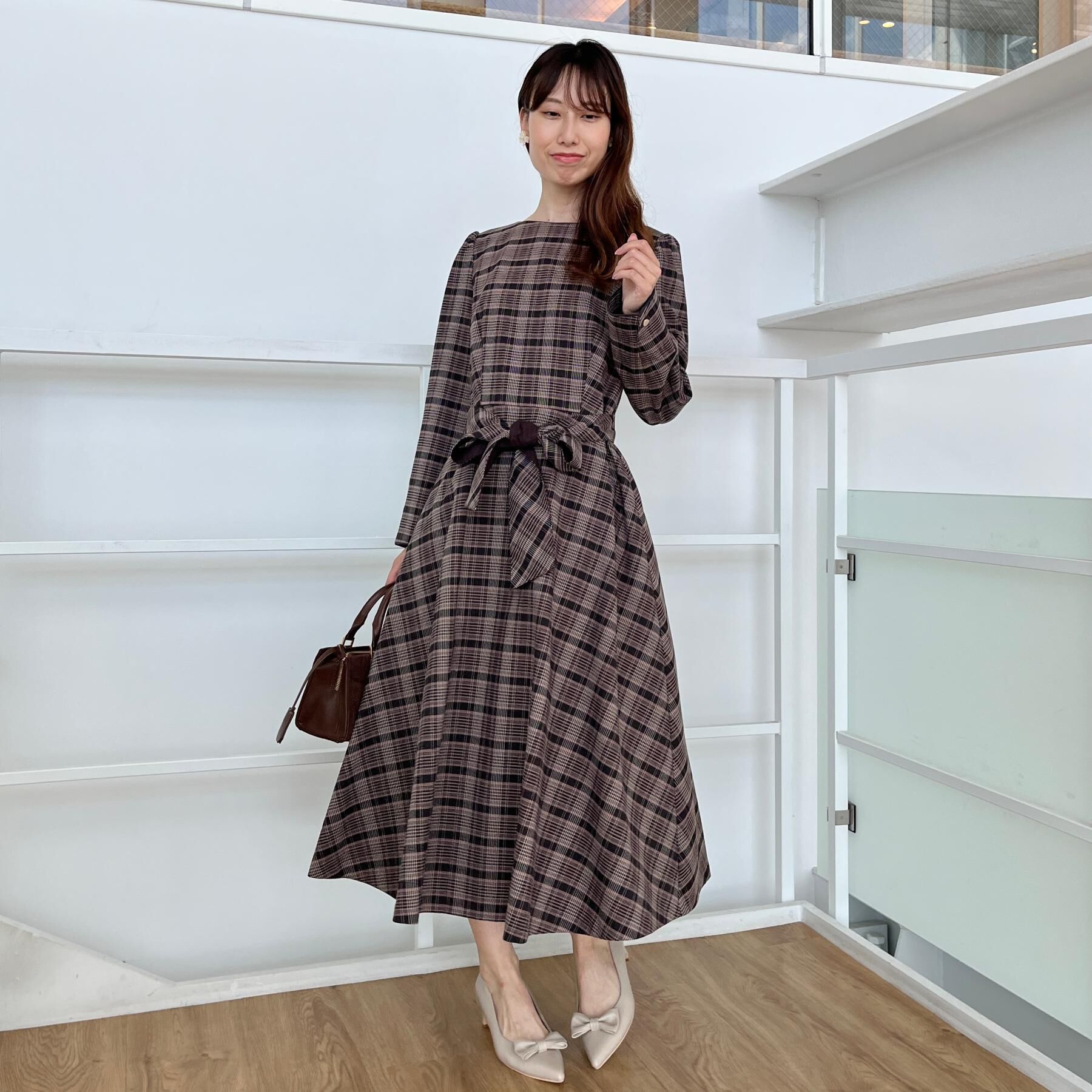 Couture broach「【大人可愛い・微起毛】先染めチェック柄フィット＆フレアワンピース」|ワンピース|