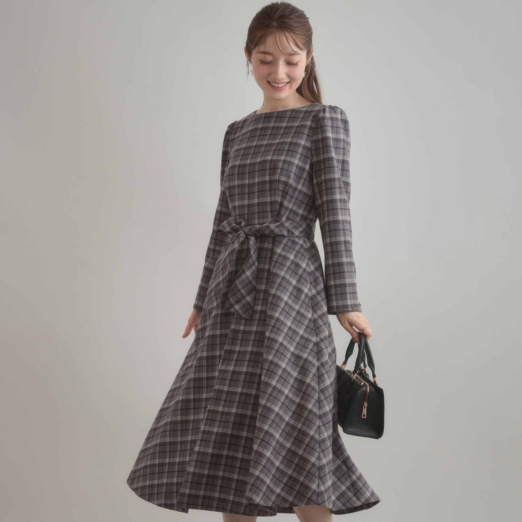 Couture broach「【大人可愛い・微起毛】先染めチェック柄フィット＆フレアワンピース」|ワンピース|