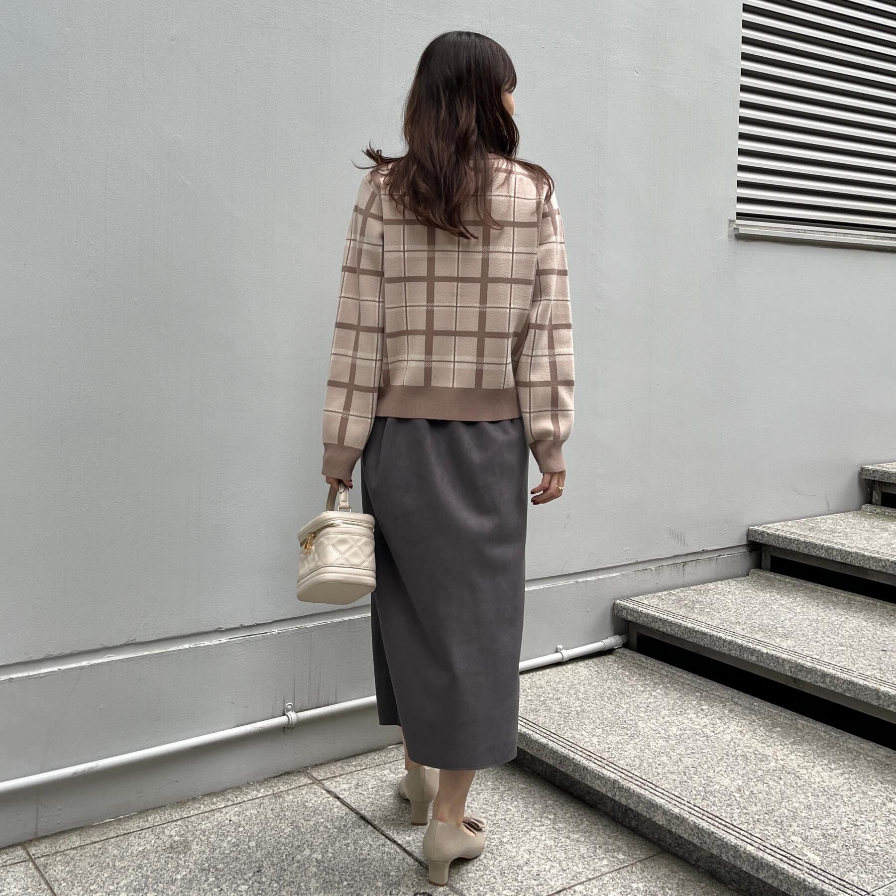 Couture broach「【大人可愛い・通勤】チェックジャカード ニットカーディガン」|カーディガン|