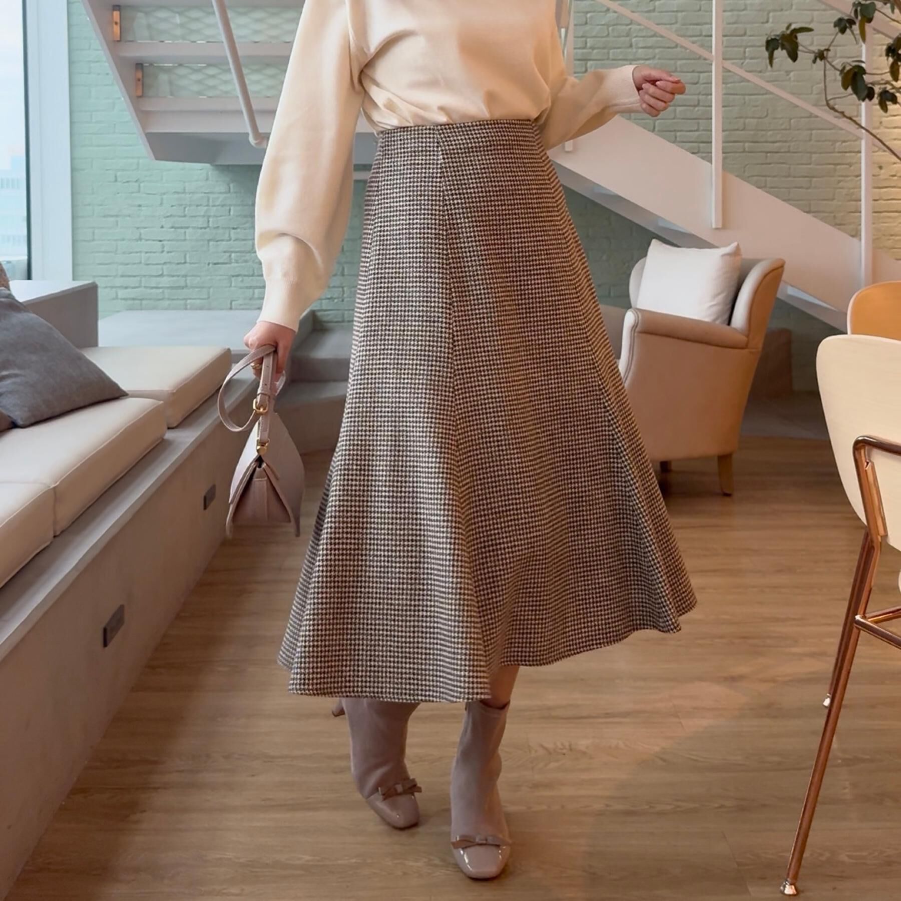 Couture broach「【クラシカル・パッと目を惹く】ラメ千鳥 マーメイド フレアスカート」|スカート|