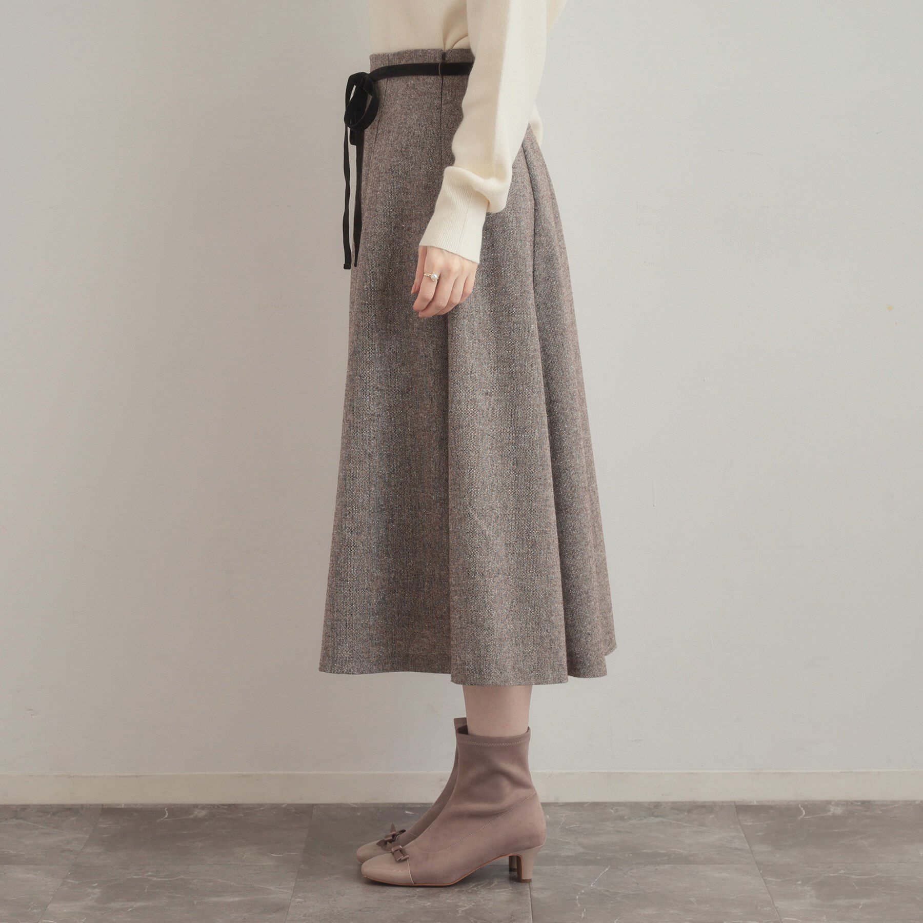 Couture broach「【通勤・大人上品】ラメツイード フレアスカート」|スカート|
