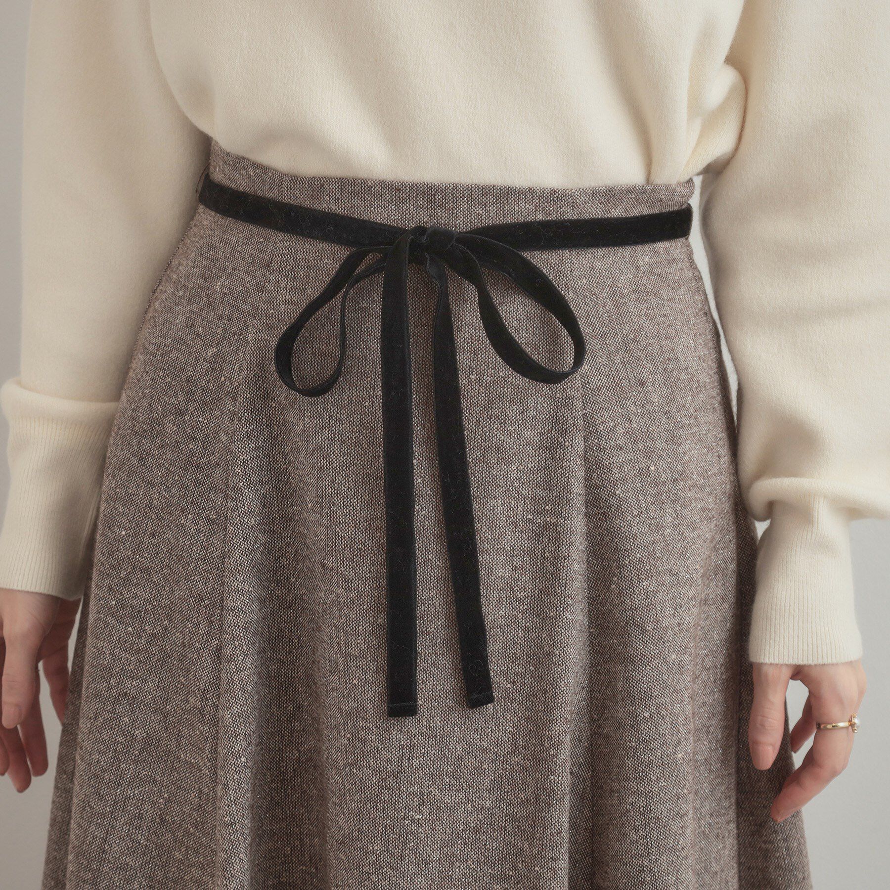 Couture broach「【通勤・大人上品】ラメツイード フレアスカート」|スカート|