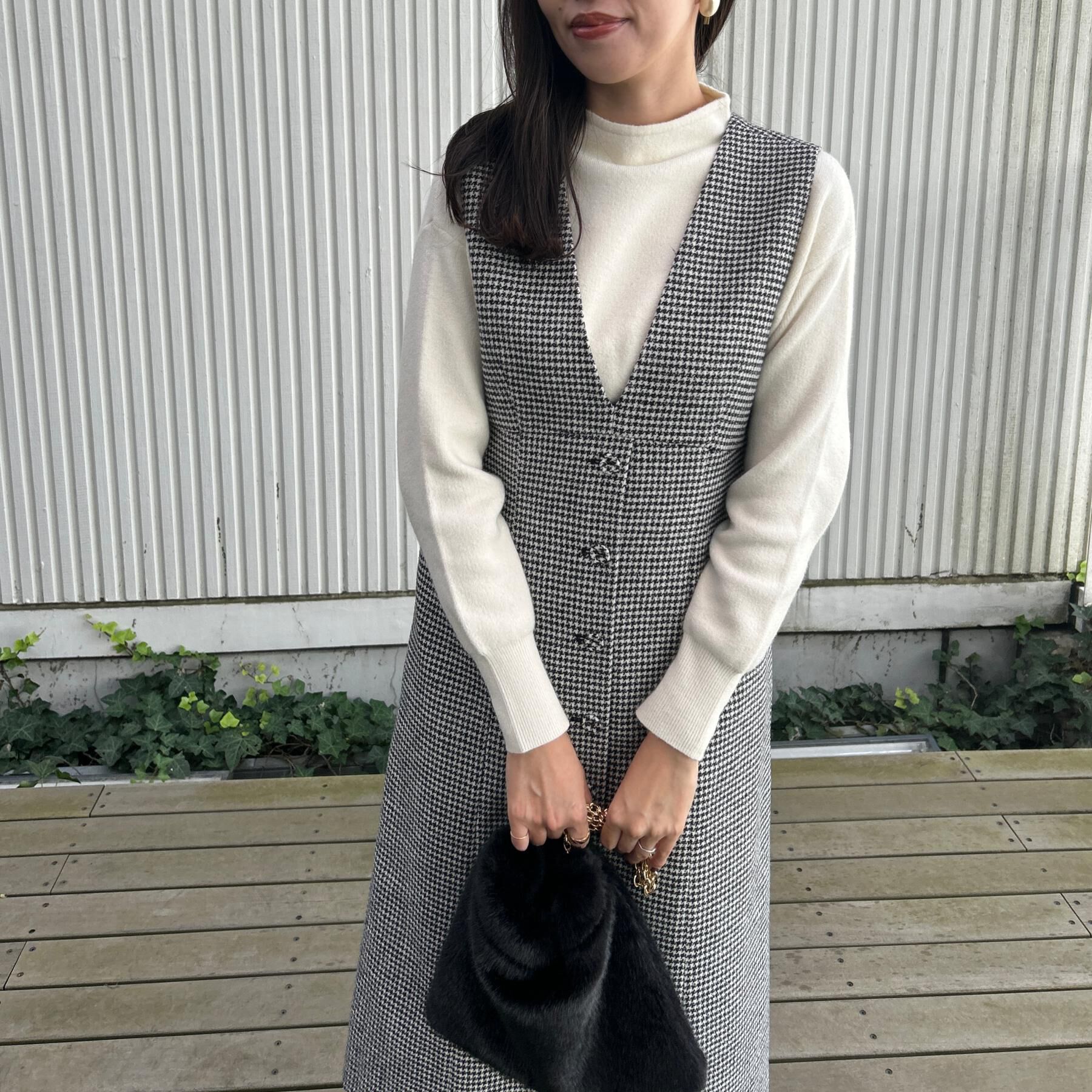 Couture broach「【クラシカル・通勤】ラメ千鳥釦デザインジャンスカ」|ワンピース|